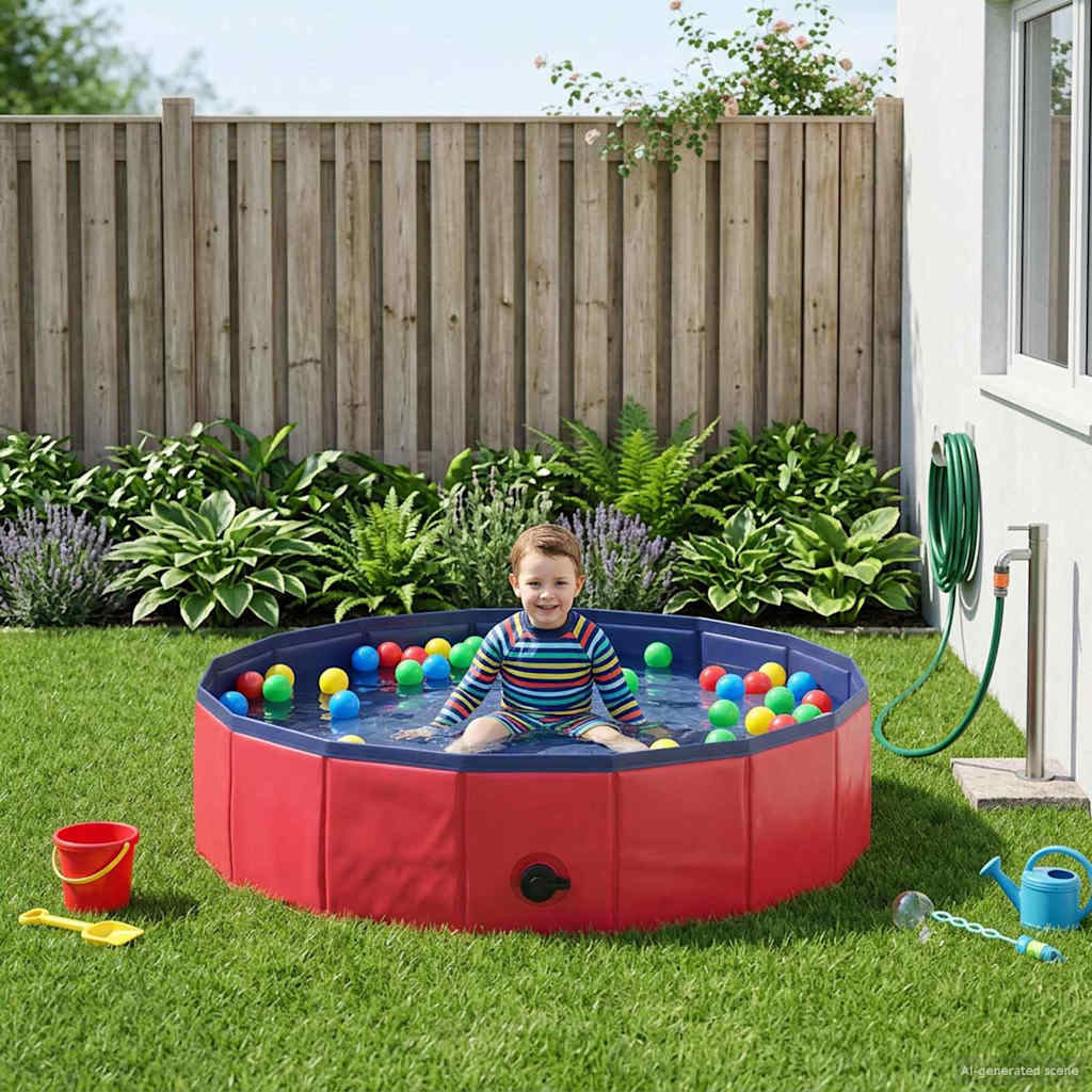 Children Swimming Pool Folding Red Ø 80 x 20 cm