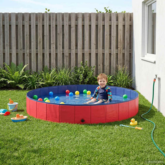 Children Swimming Pool Ø200 x 30 cm Round for Child for Red