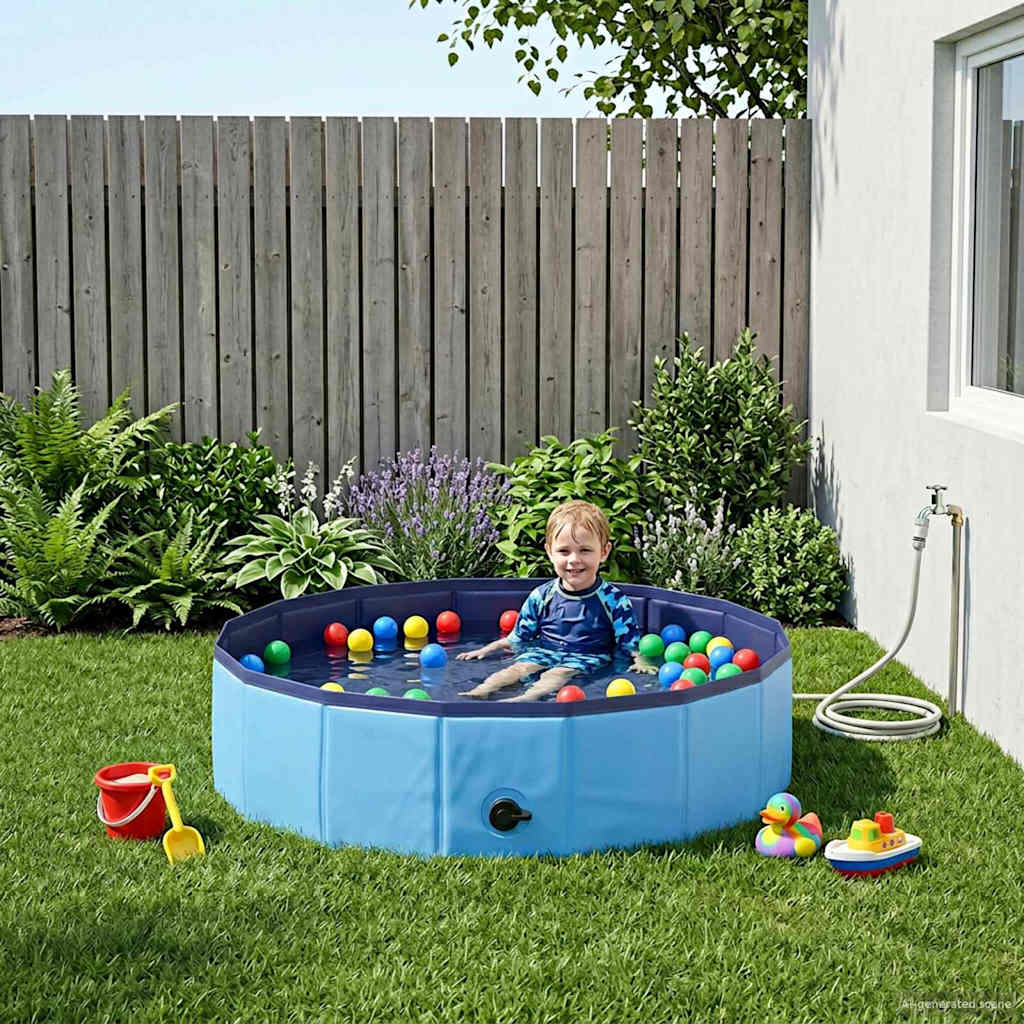 Children Swimming Pool Folding Blue Ø 80 x 20 cm