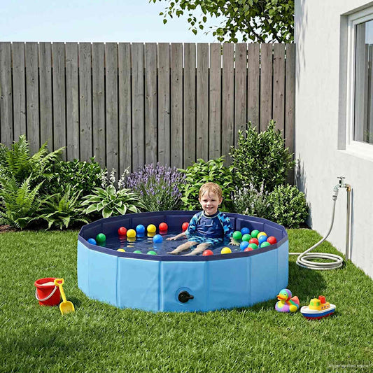 Children Swimming Pool Folding Blue Ø 80 x 20 cm