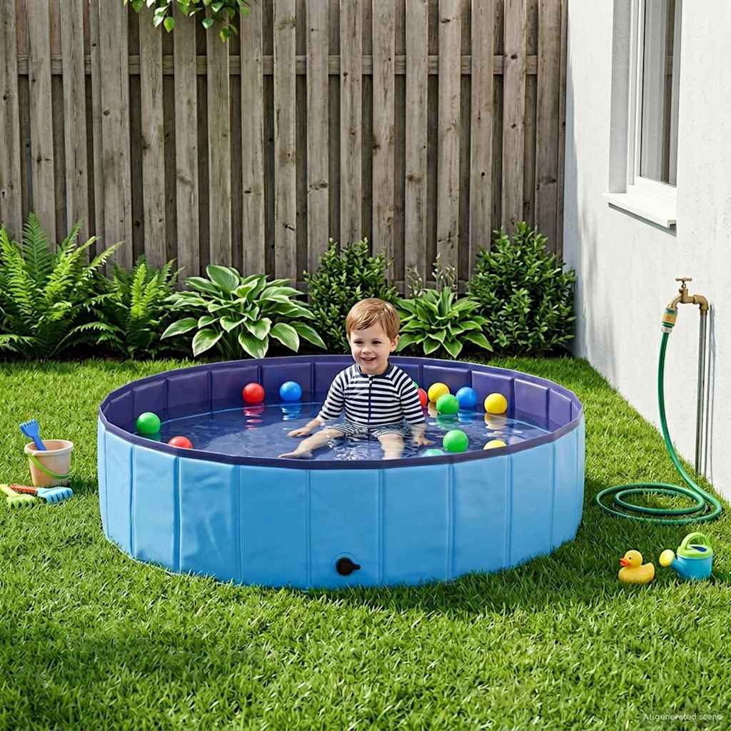 Children Swimming Pool Folding Blue Ø 120 x 30 cm