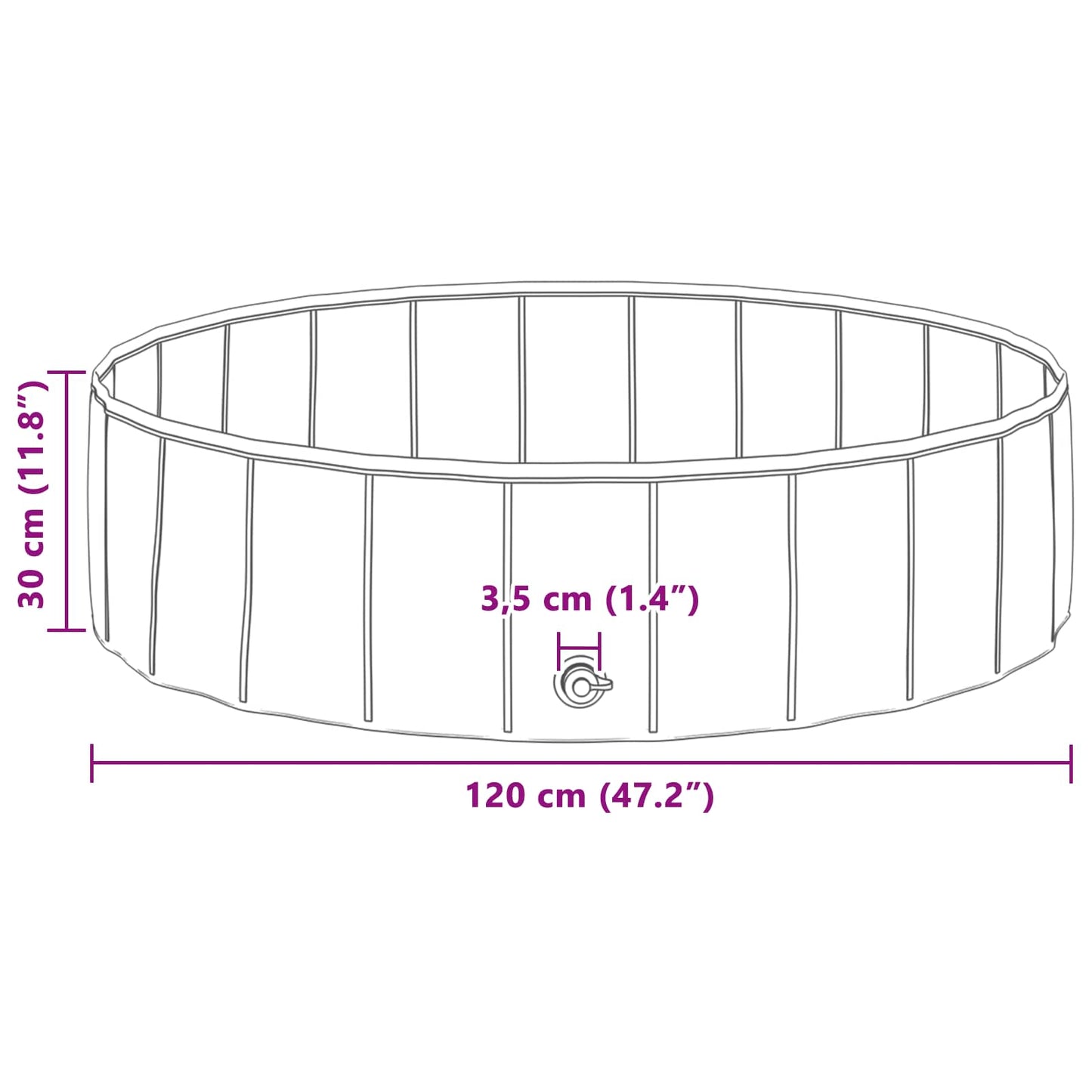 Children Swimming Pool Folding Blue Ø 120 x 30 cm