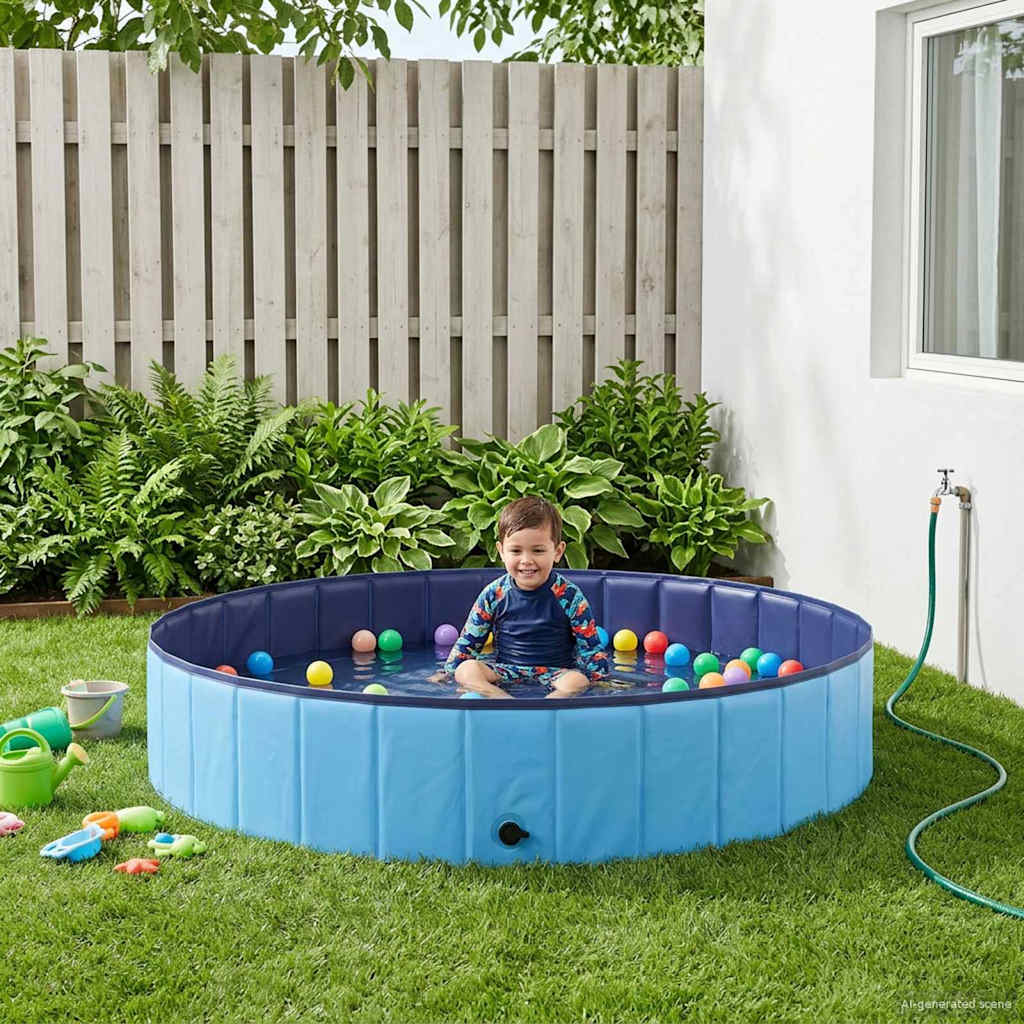 Children Swimming Pool Folding Blue Ø 160 x 30 cm