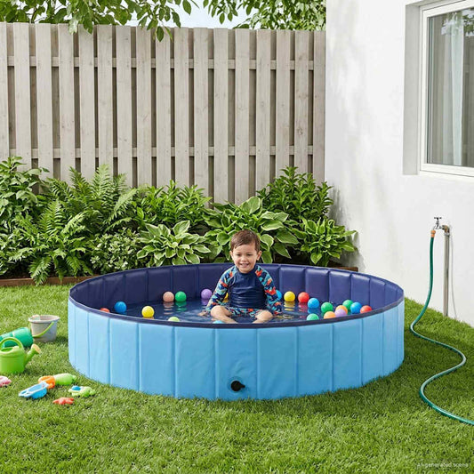 Children Swimming Pool Folding Blue Ø 160 x 30 cm