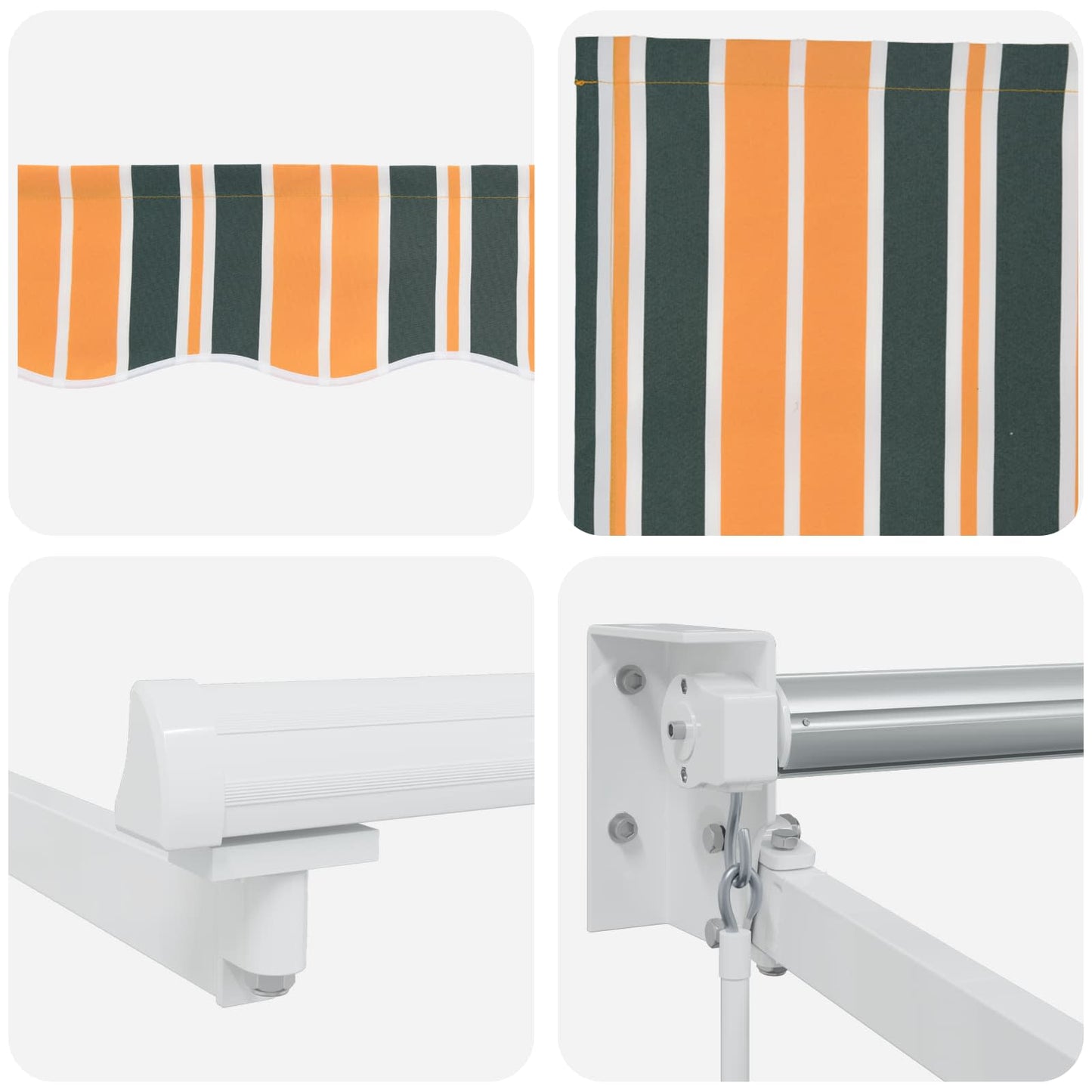 Retractable Awning Green and Yellow 3 x 2 m