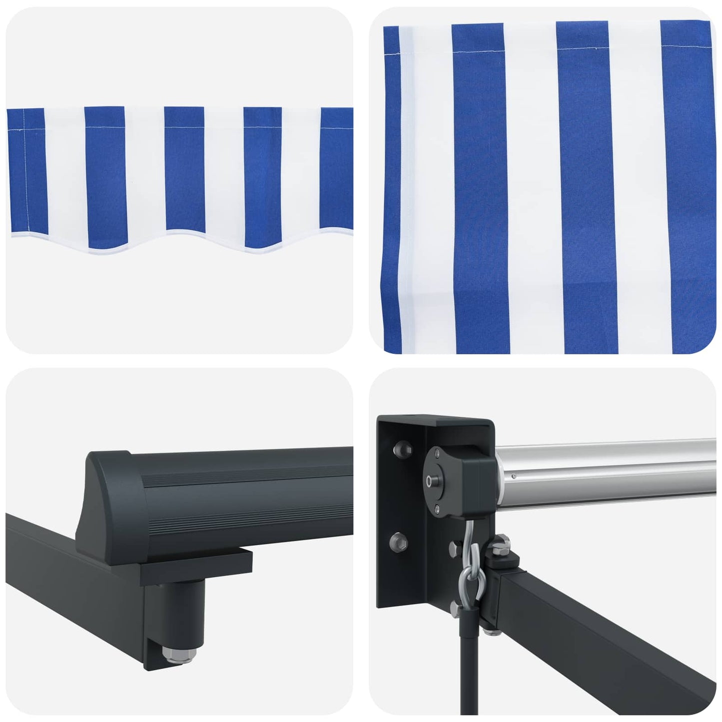 Retractable Awning Blue and White 3.5 x 2 m