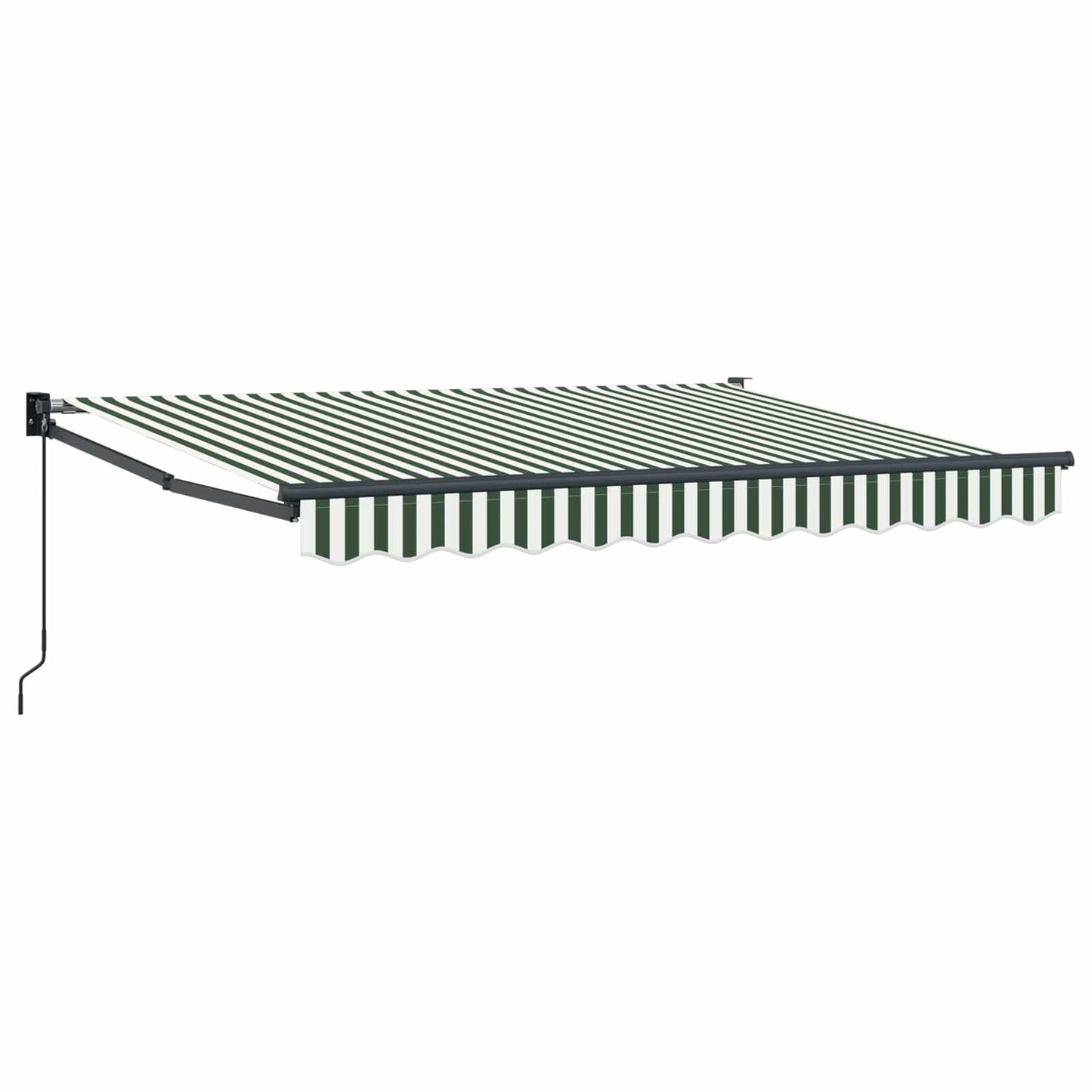 Retractable Awning Green and White 3.5 x 2 m