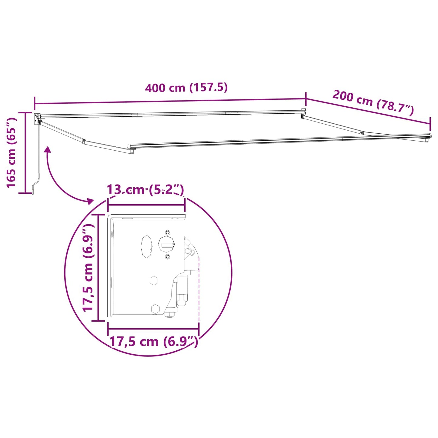 Retractable Awning Yellow and white 4 x 2 m