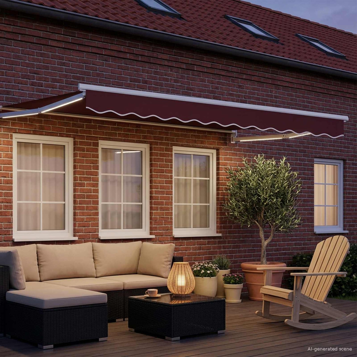 Manual Retractable Awning with LEDs 2.5 x 2 m