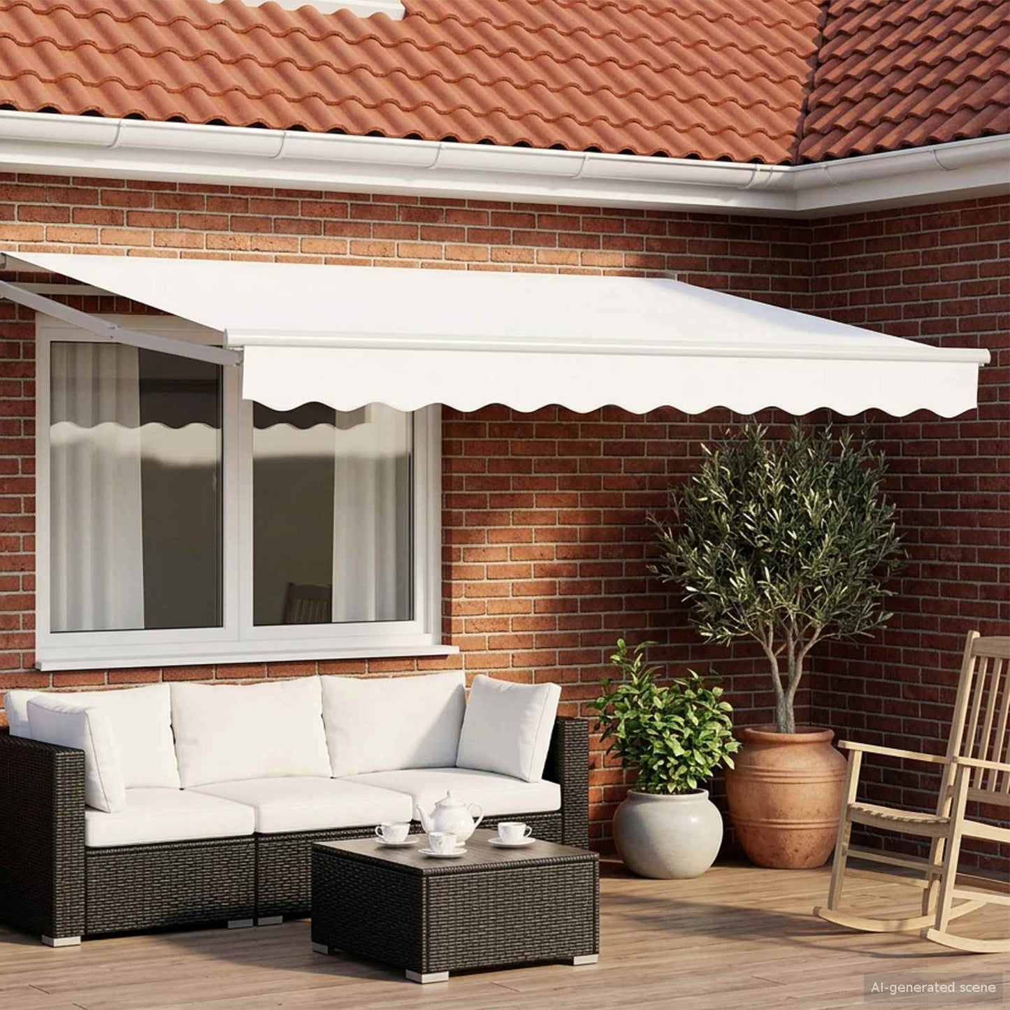Manual Retractable Awning with LEDs White 2.5 x 2 m