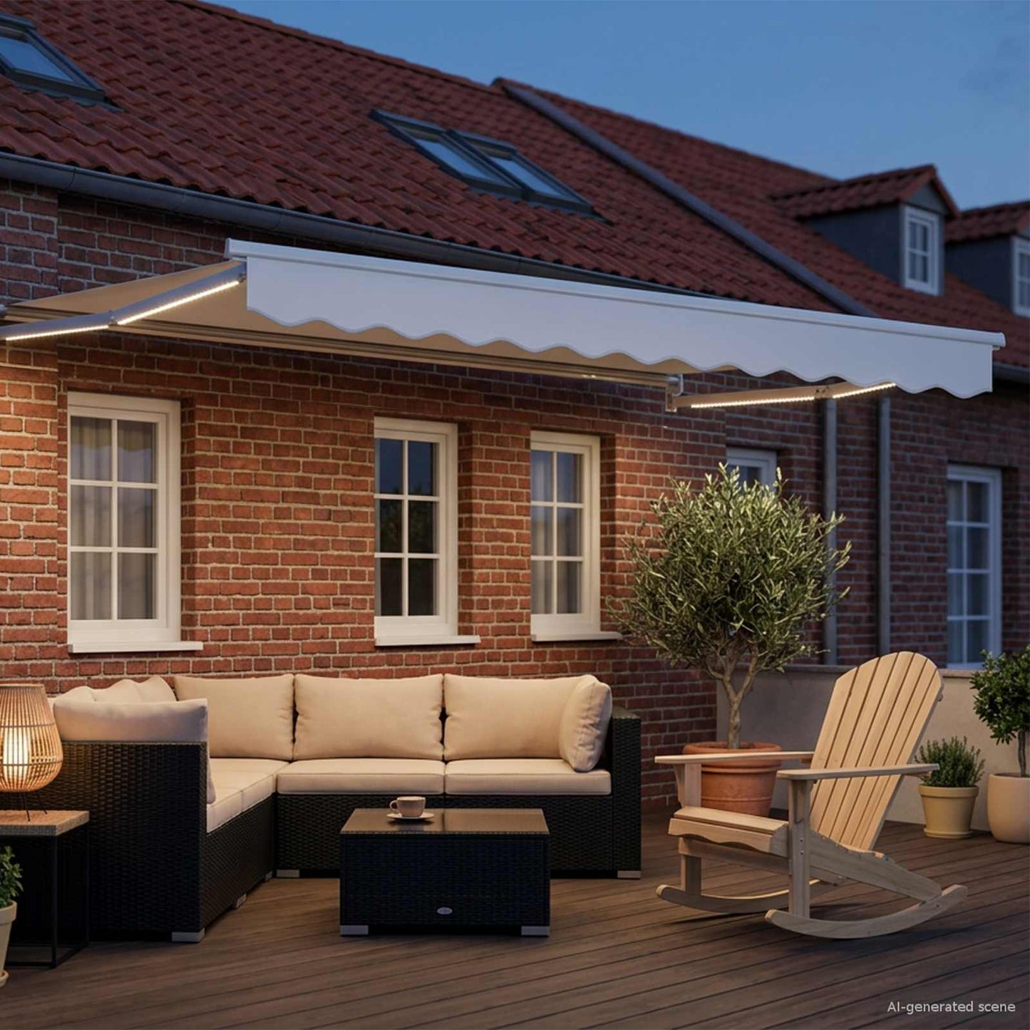 Manual Retractable Awning with LEDs White 2.5 x 2 m