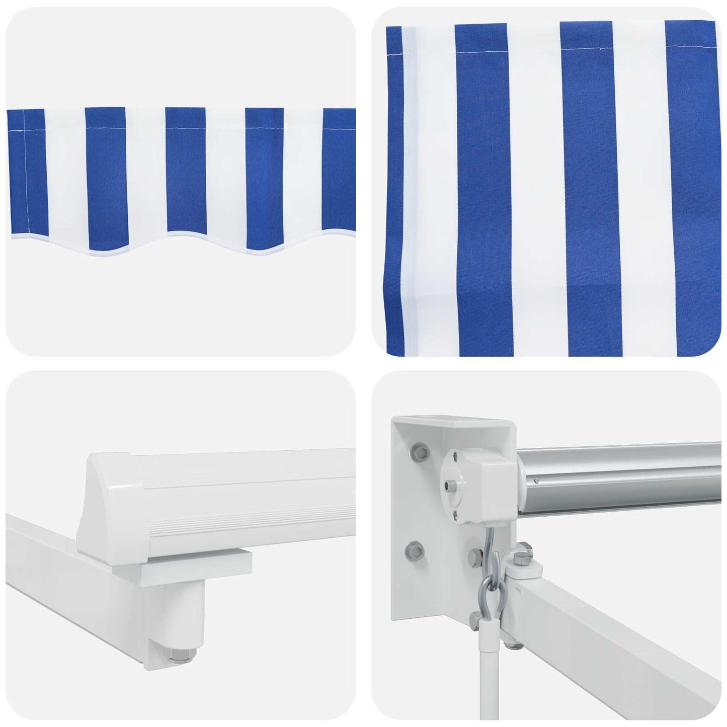 Manual Retractable Awning with LEDs Blue and White 3 x 2 m