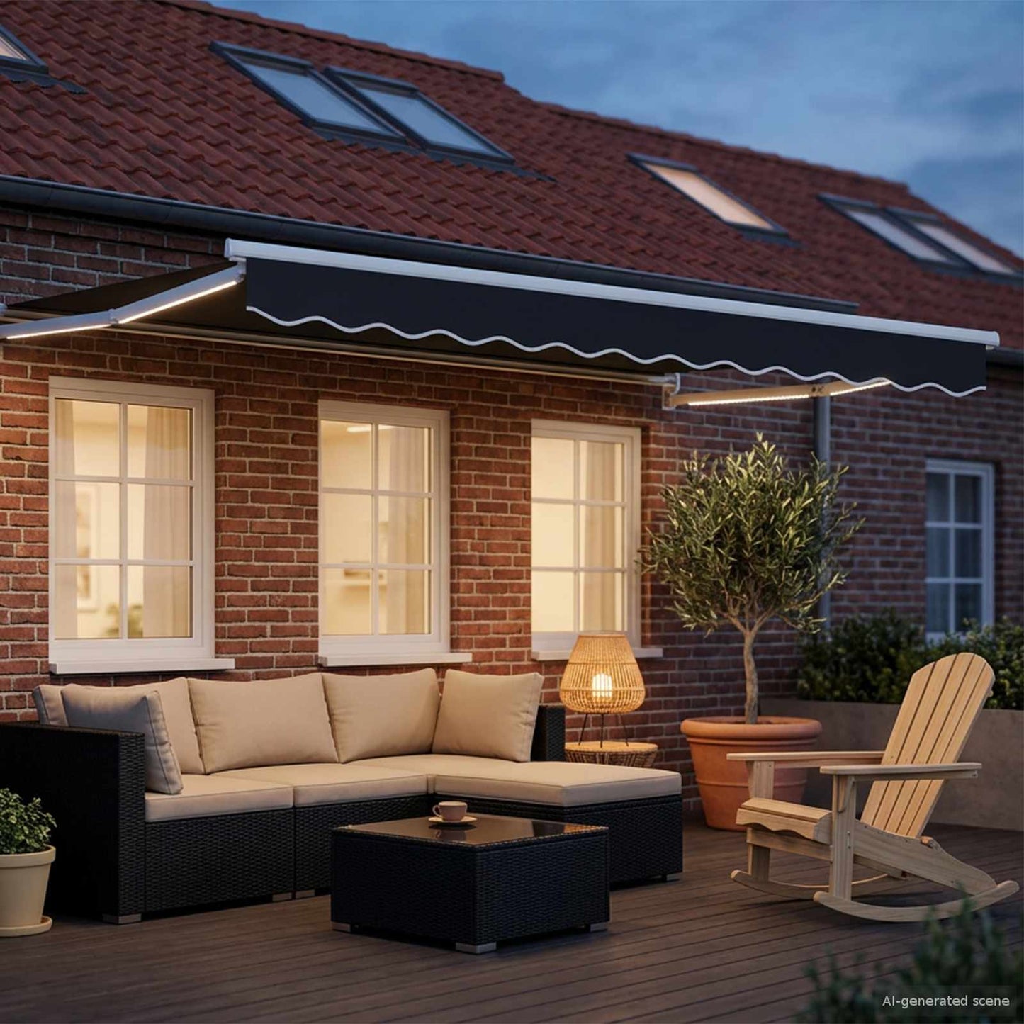 Manual Retractable Awning with LEDs 3 x 2 m