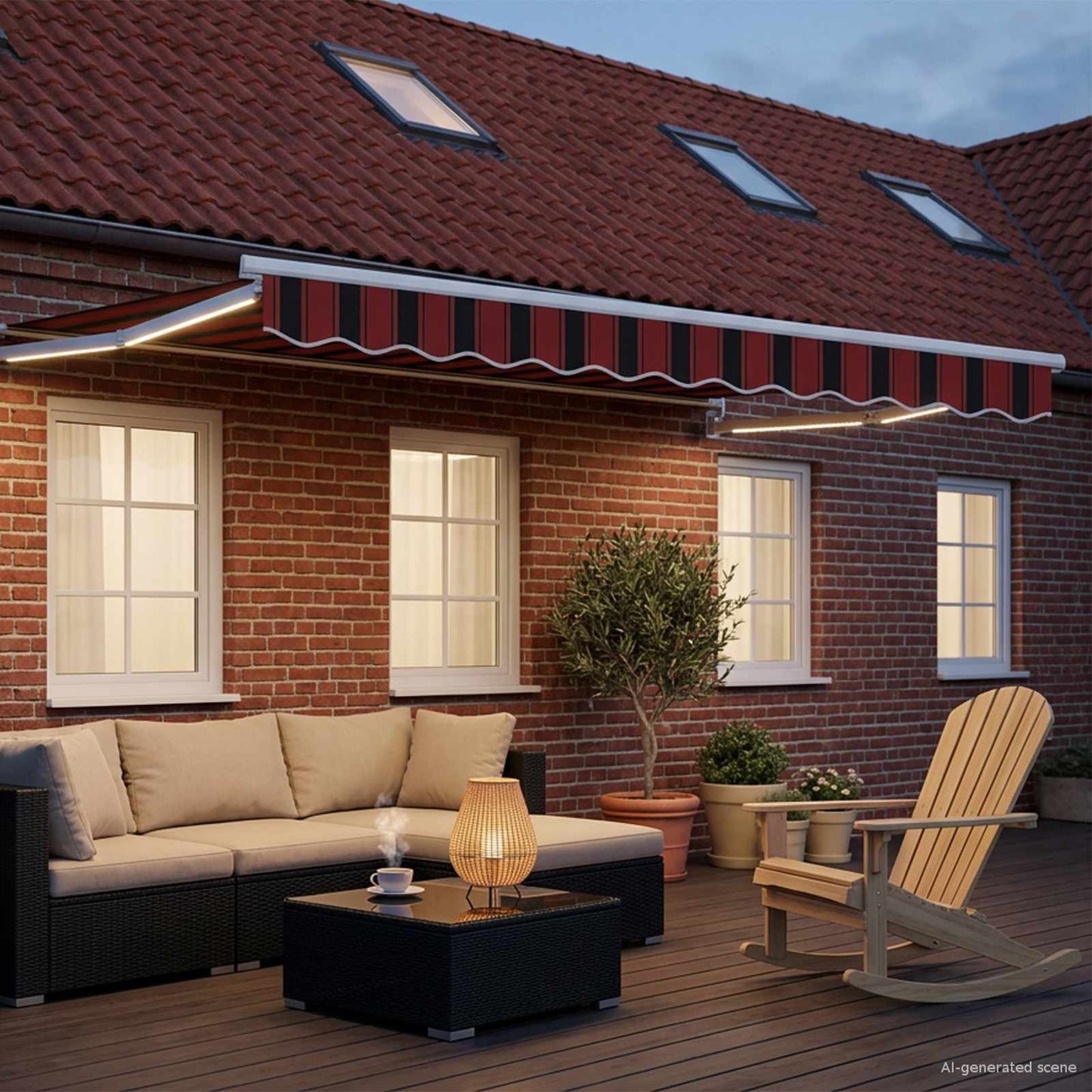 Manual Retractable Awning with LEDs 3 x 2 m