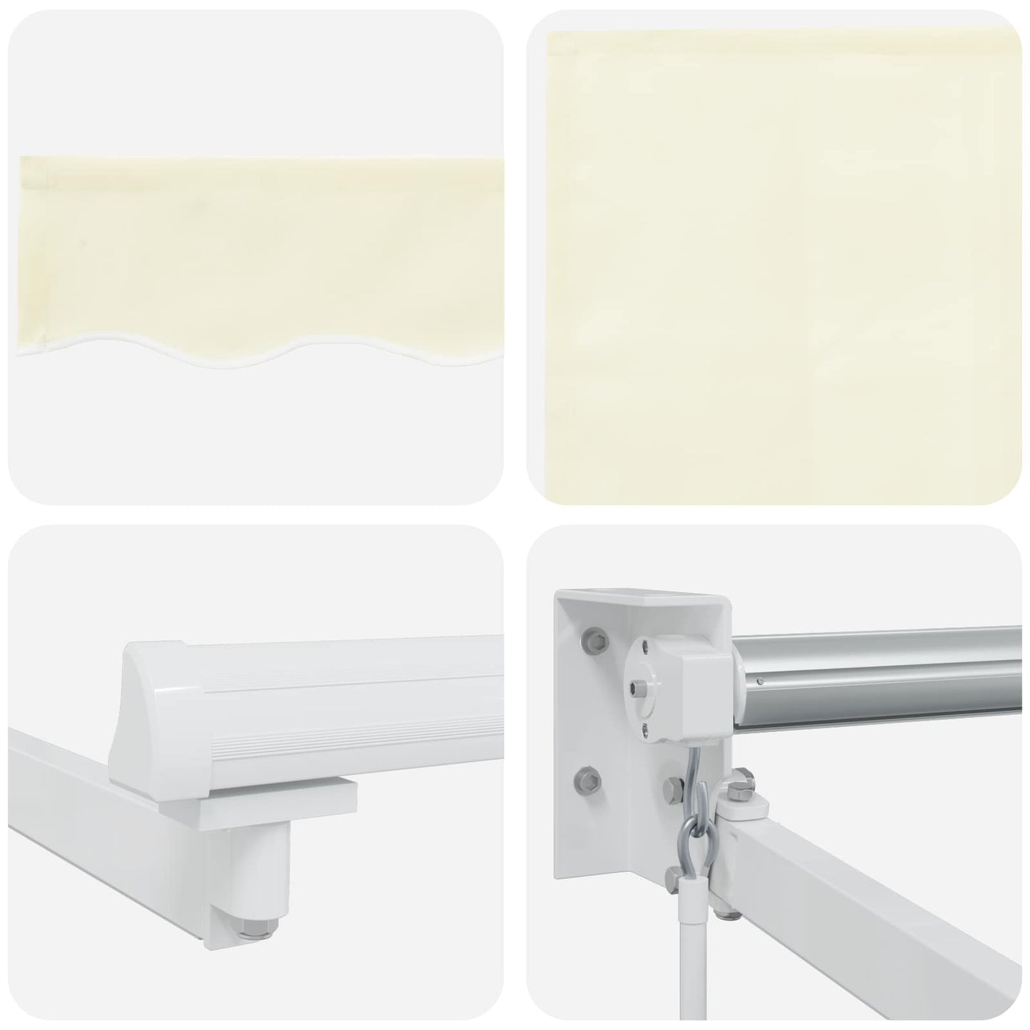 Manual Retractable Awning with LEDs Cream and White 3.5 x 2 m