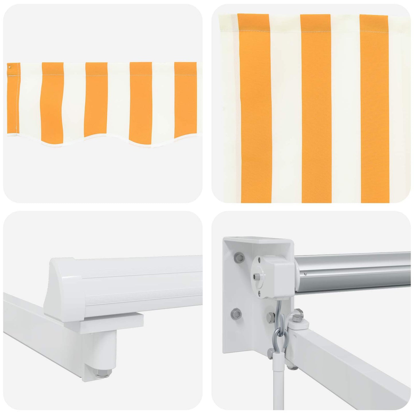 Manual Retractable Awning with LEDs Yellow and White 3.5 x 2 m