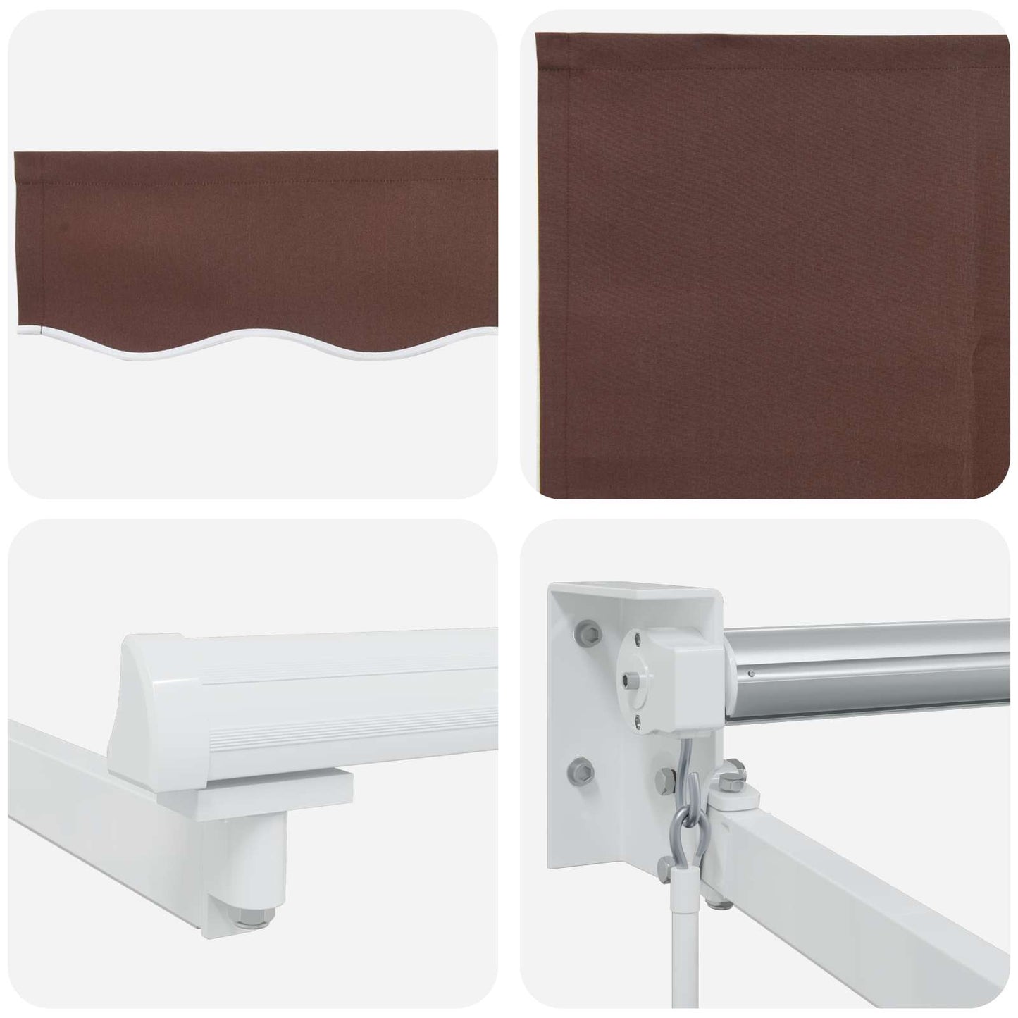 Manual Retractable Awning with LEDs Brown and White 3 x 2.5 m