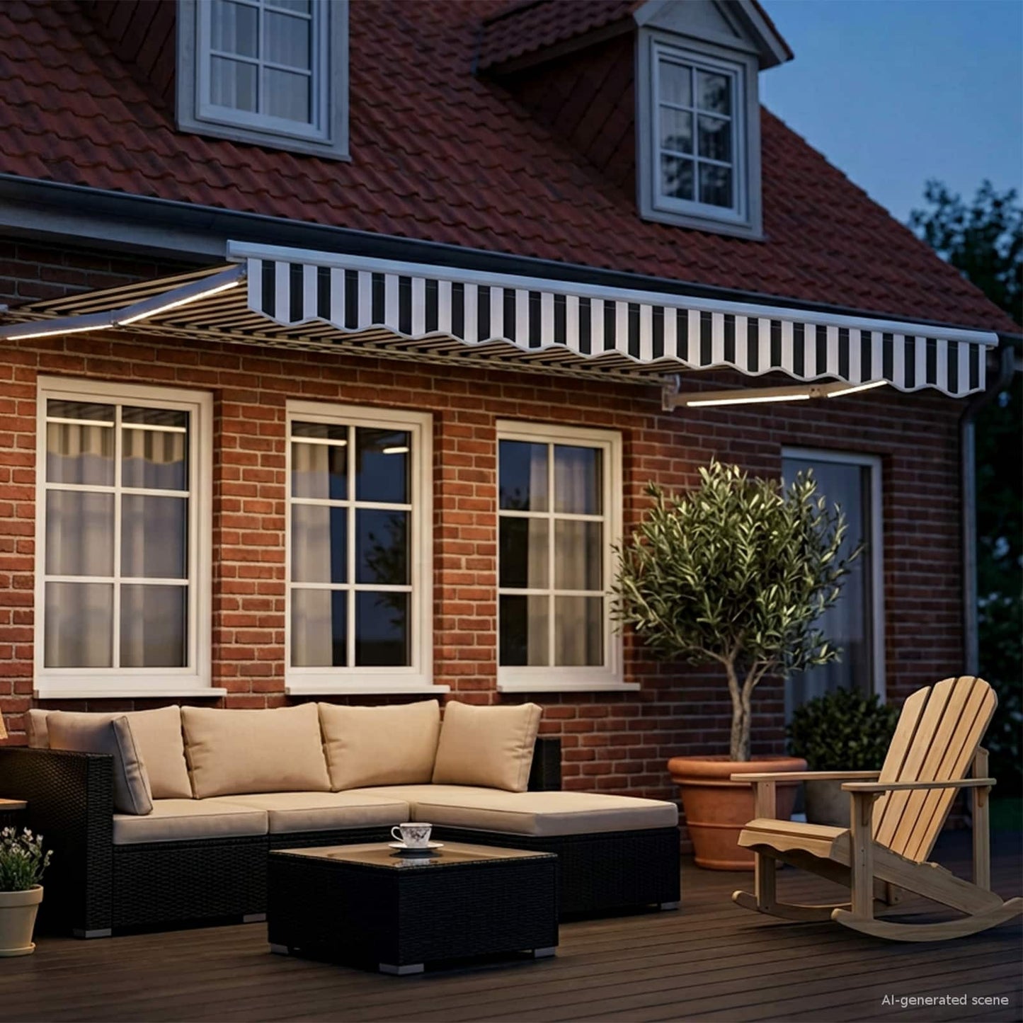 Manual Retractable Awning with LEDs 3 x 2.5 m