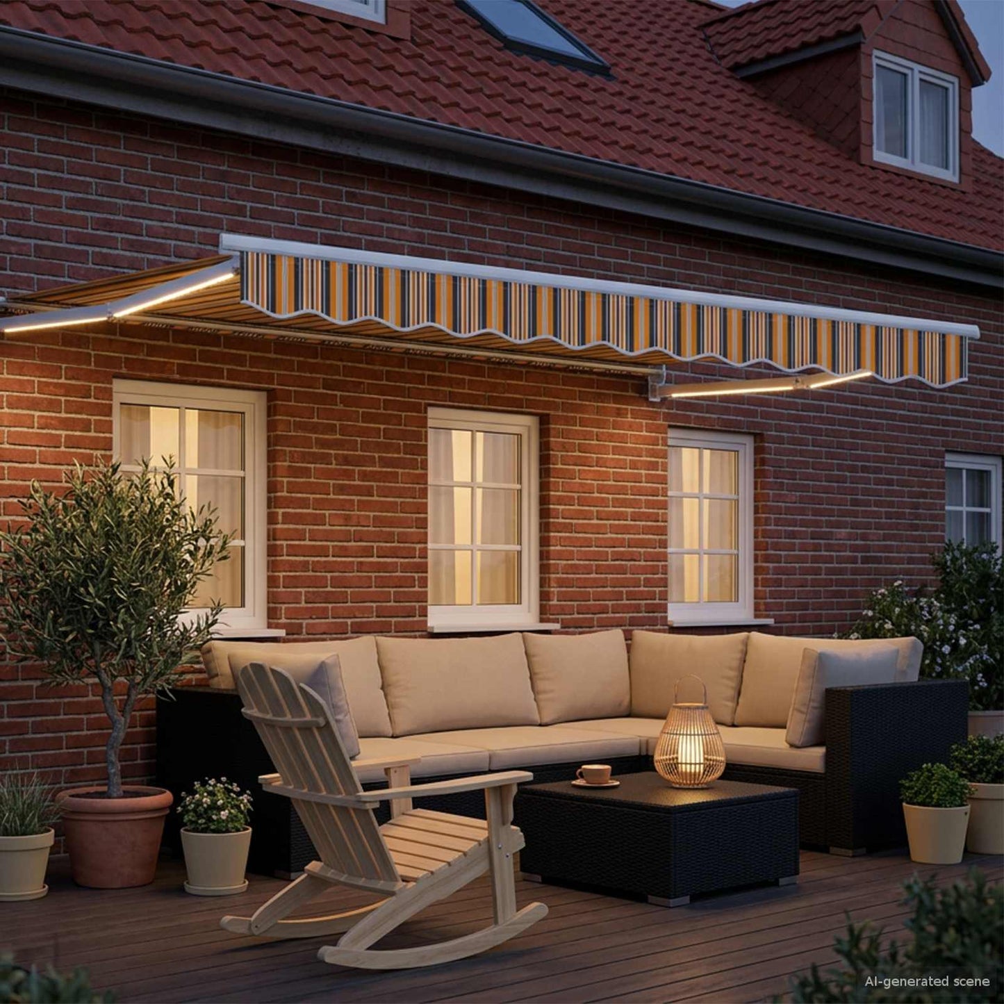 Manual Retractable Awning with LEDs 3 x 2.5 m