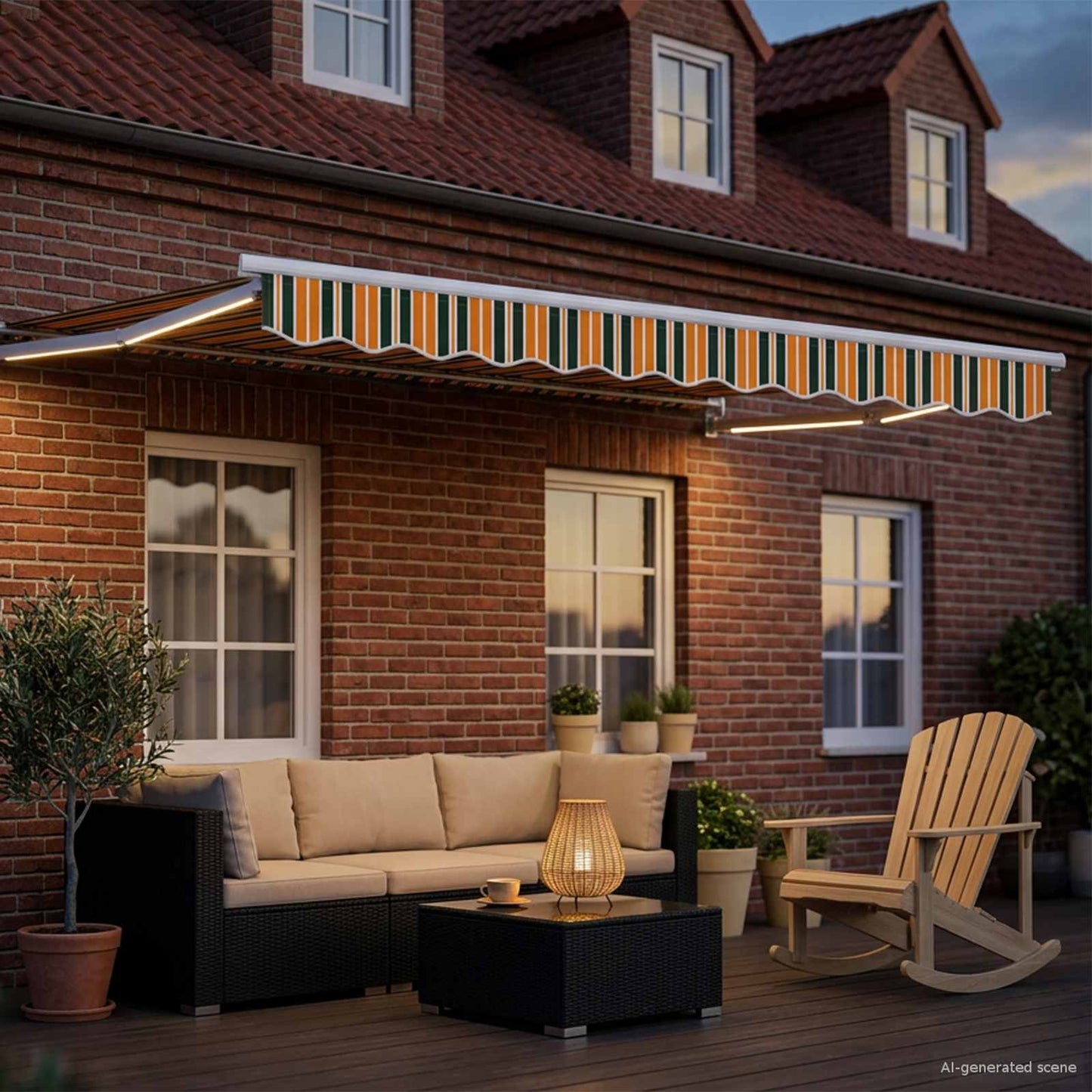 Manual Retractable Awning with LEDs 3.5 x 2.5 m