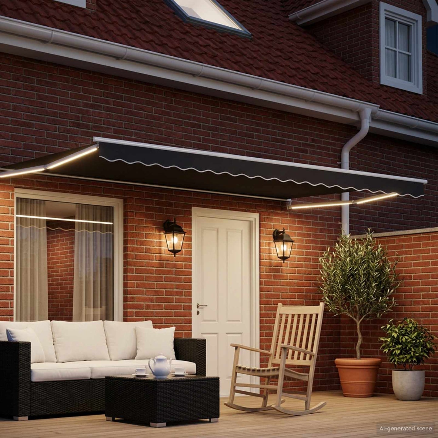 Manual Retractable Awning with LEDs 4 x 3 m