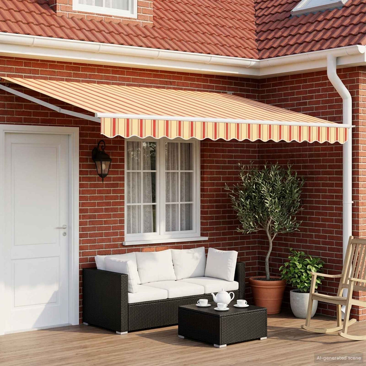Manual Retractable Awning with LEDs Multicolour 4 x 3 m