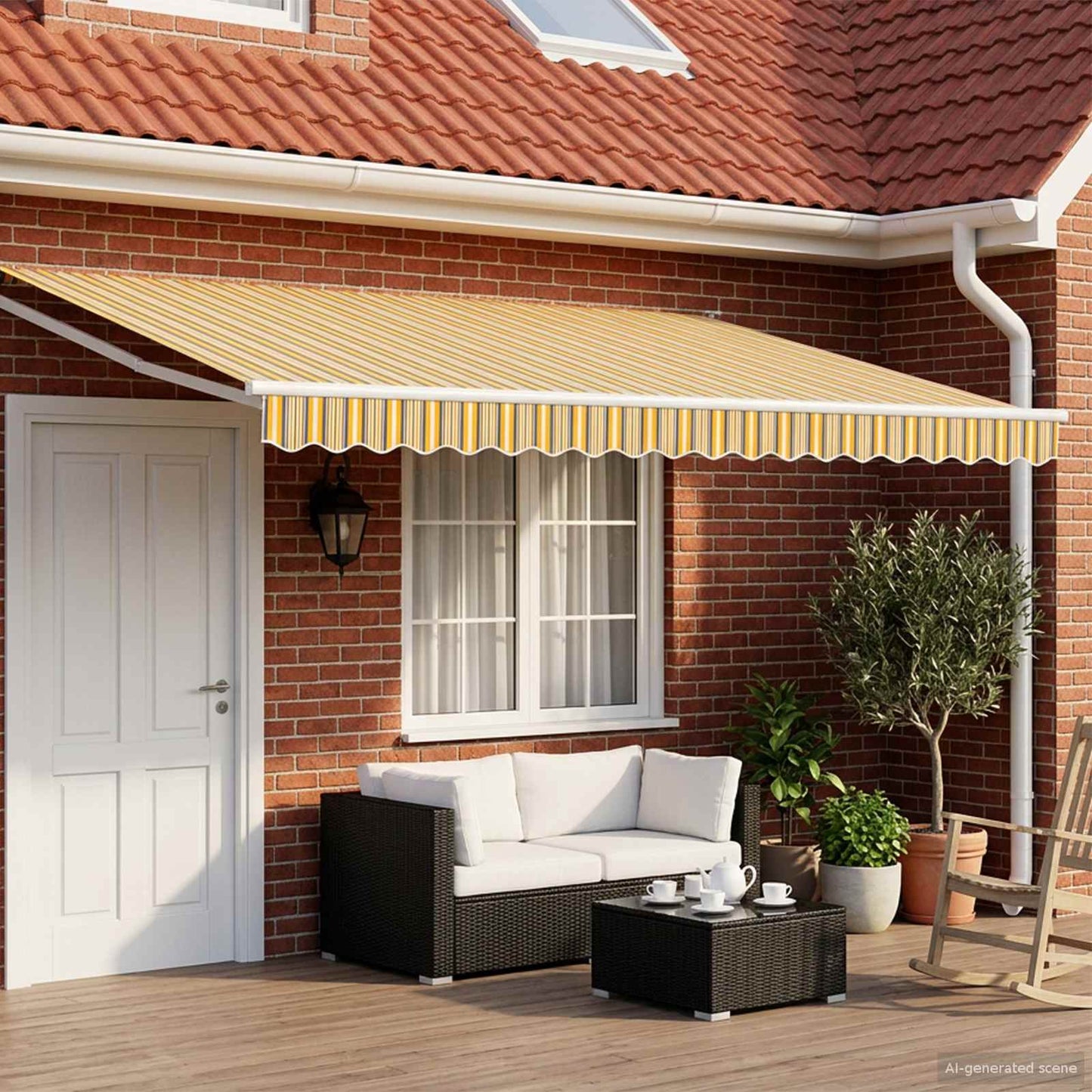 Manual Retractable Awning with LEDs 4 x 3 m
