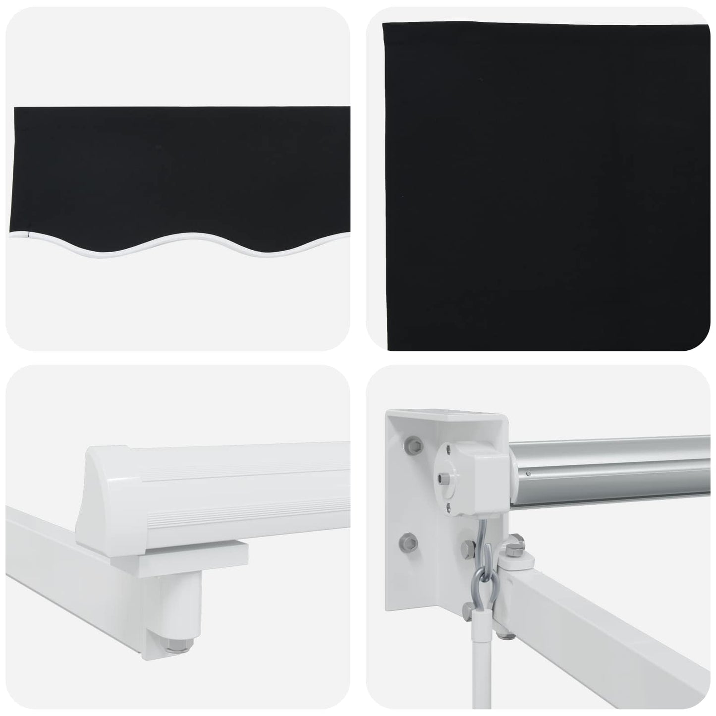 Manual Retractable Awning with LEDs Black and White 4 x 3 m