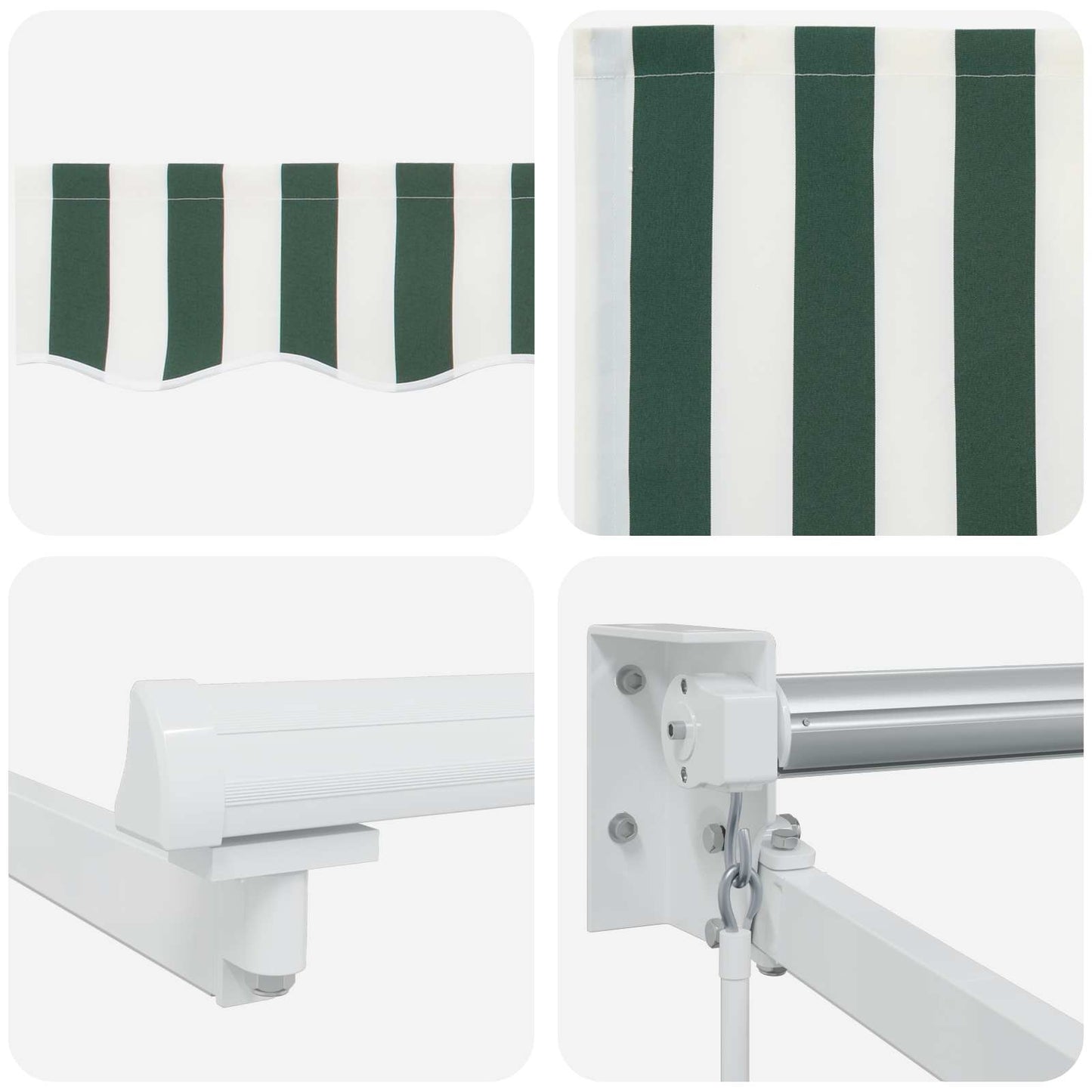 Manual Retractable Awning with LEDs Green and White 4 x 3 m