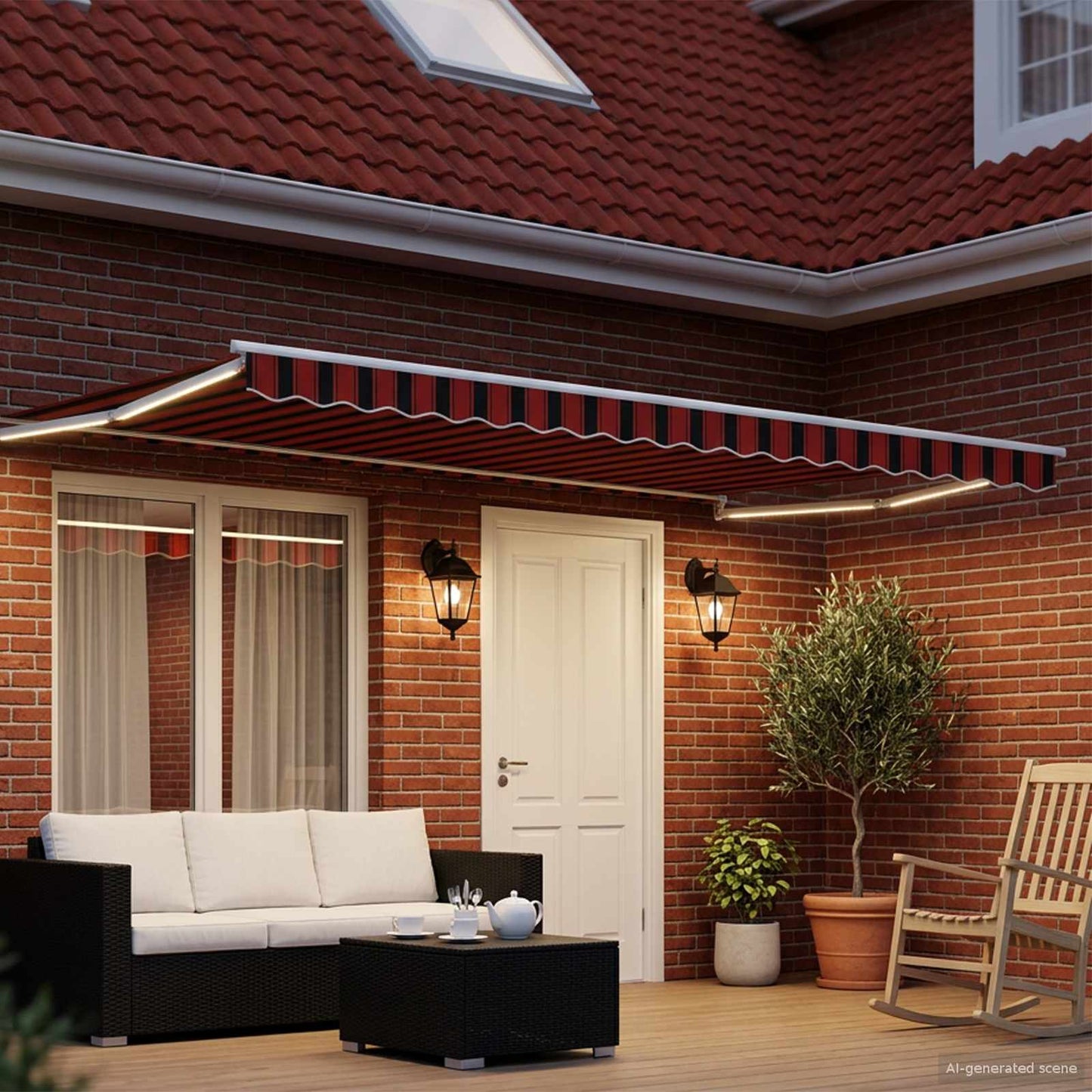 Manual Retractable Awning with LEDs 4.5 x 3 m