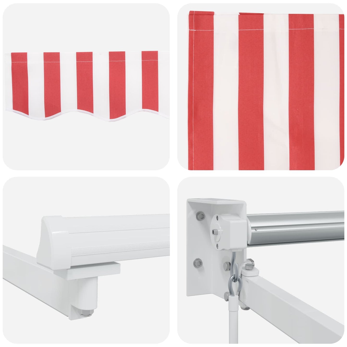 Manual Retractable Awning with LEDs Red and White 4.5 x 3 m