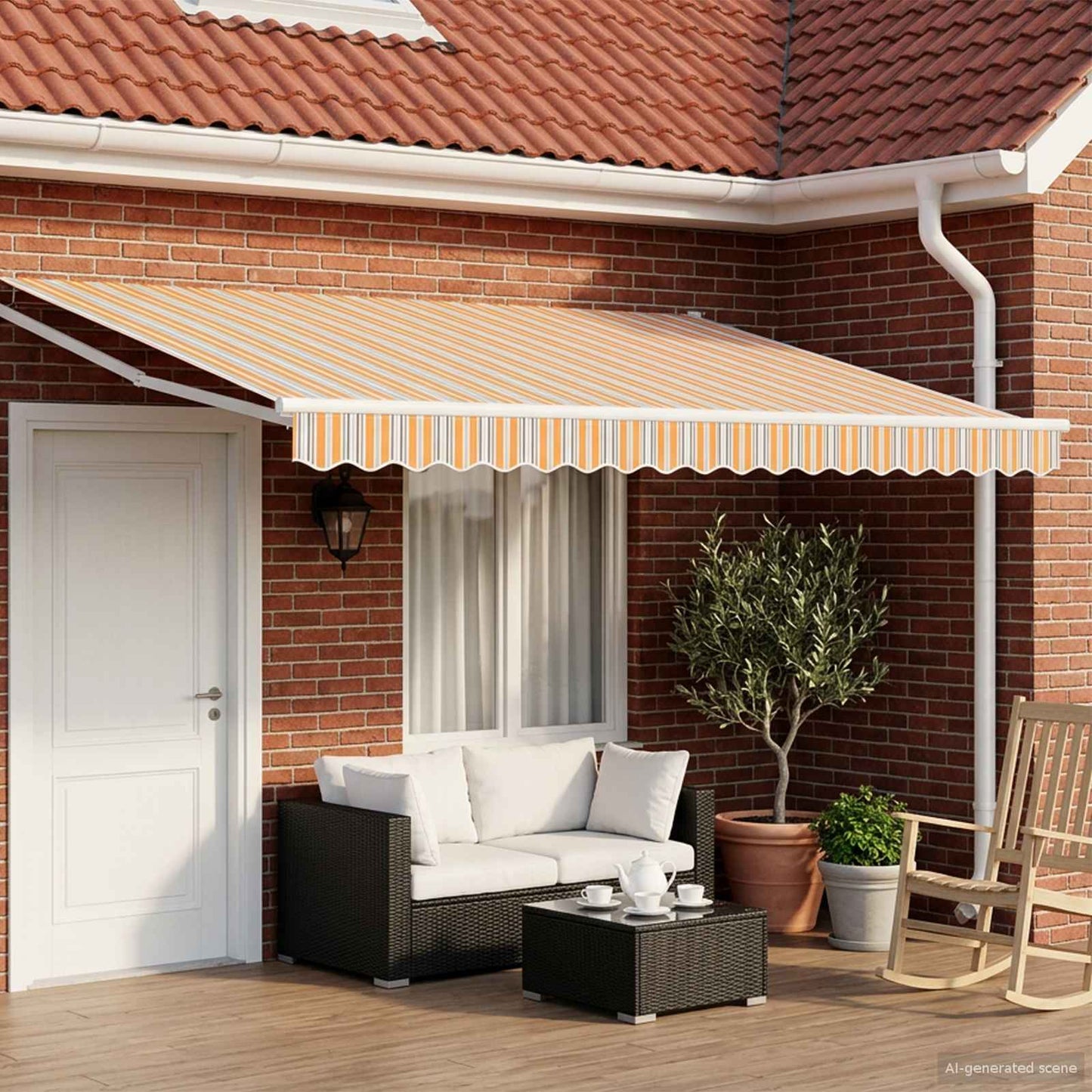 Manual Retractable Awning with LEDs 4.5 x 3 m