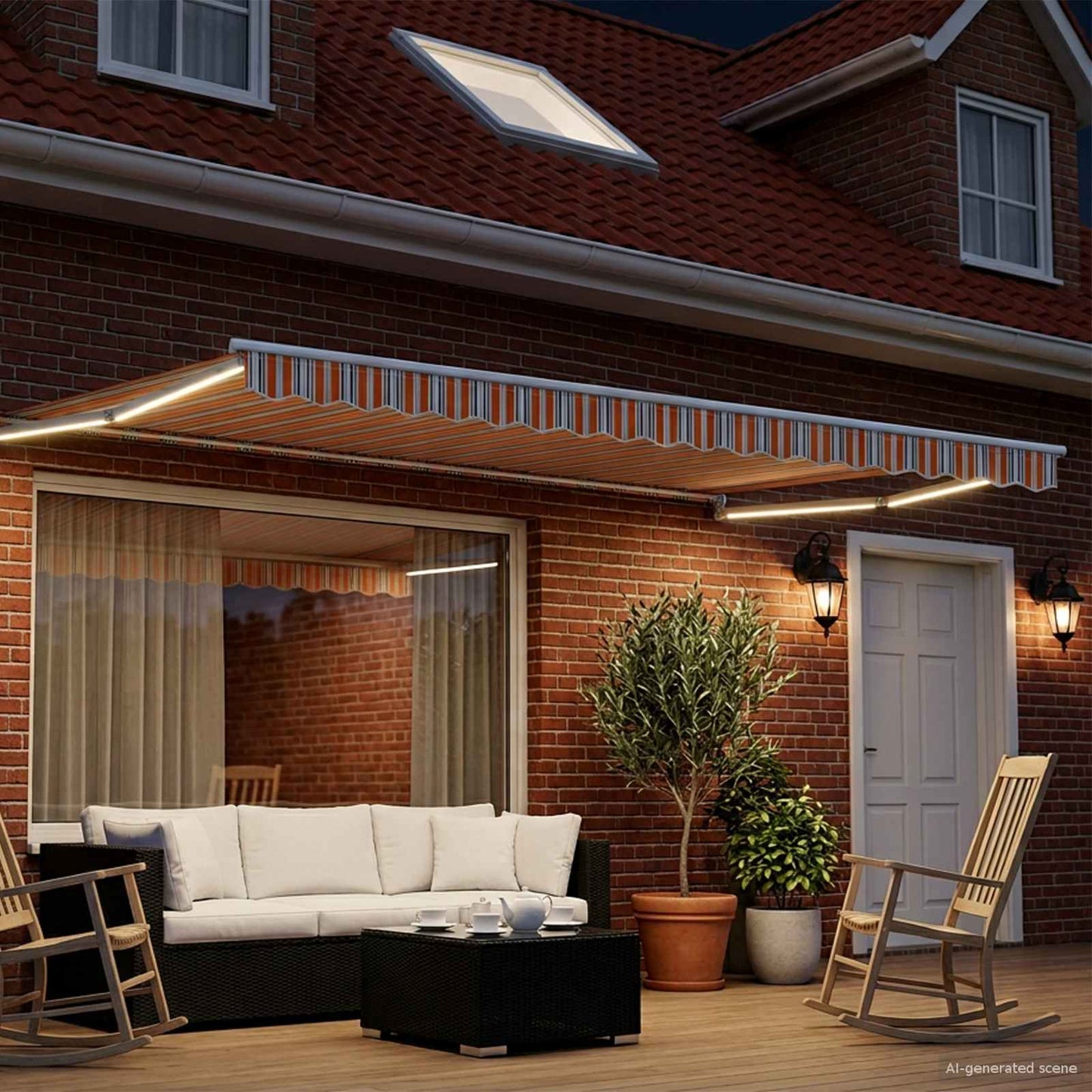 Manual Retractable Awning with LEDs 4.5 x 3 m
