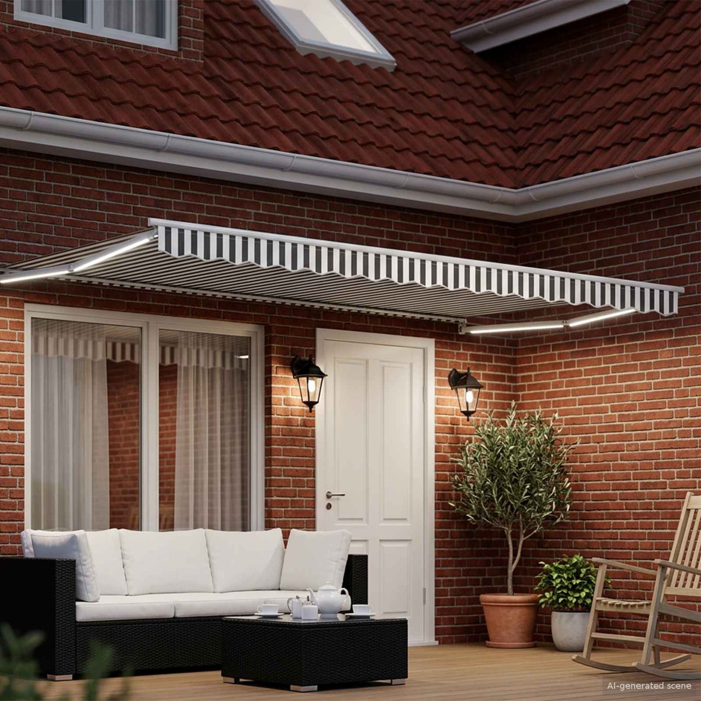 Manual Retractable Awning with LEDs 5 x 3 m