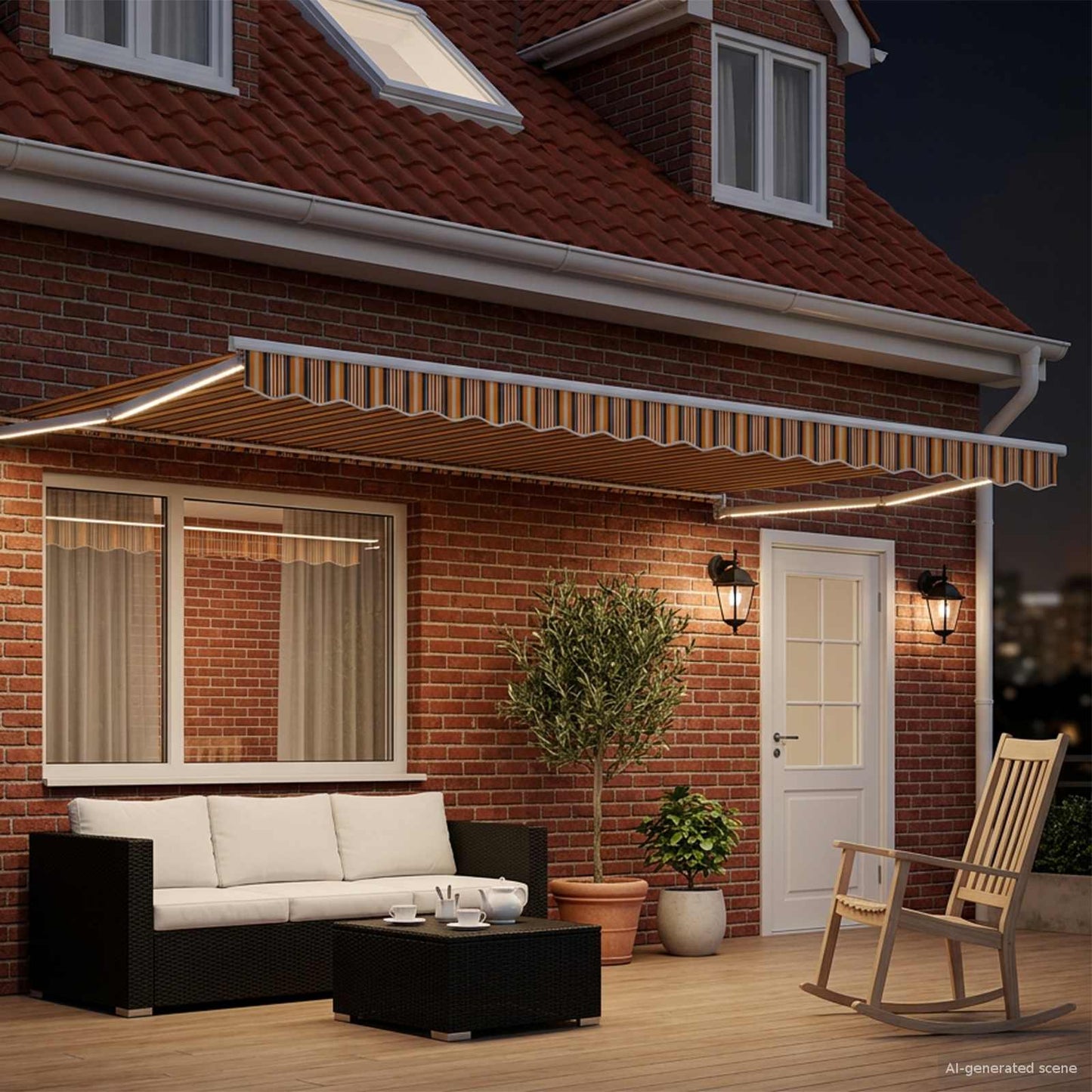 Manual Retractable Awning with LEDs 5 x 3 m