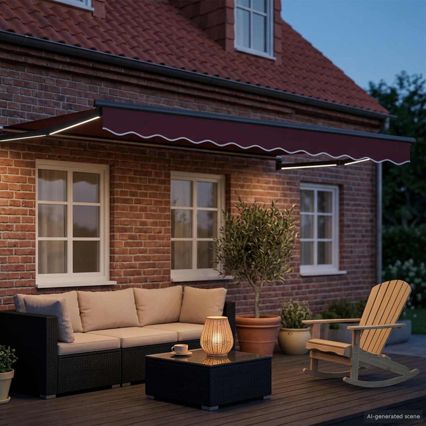 Manual Retractable Awning with LEDs 2.5 x 2 m