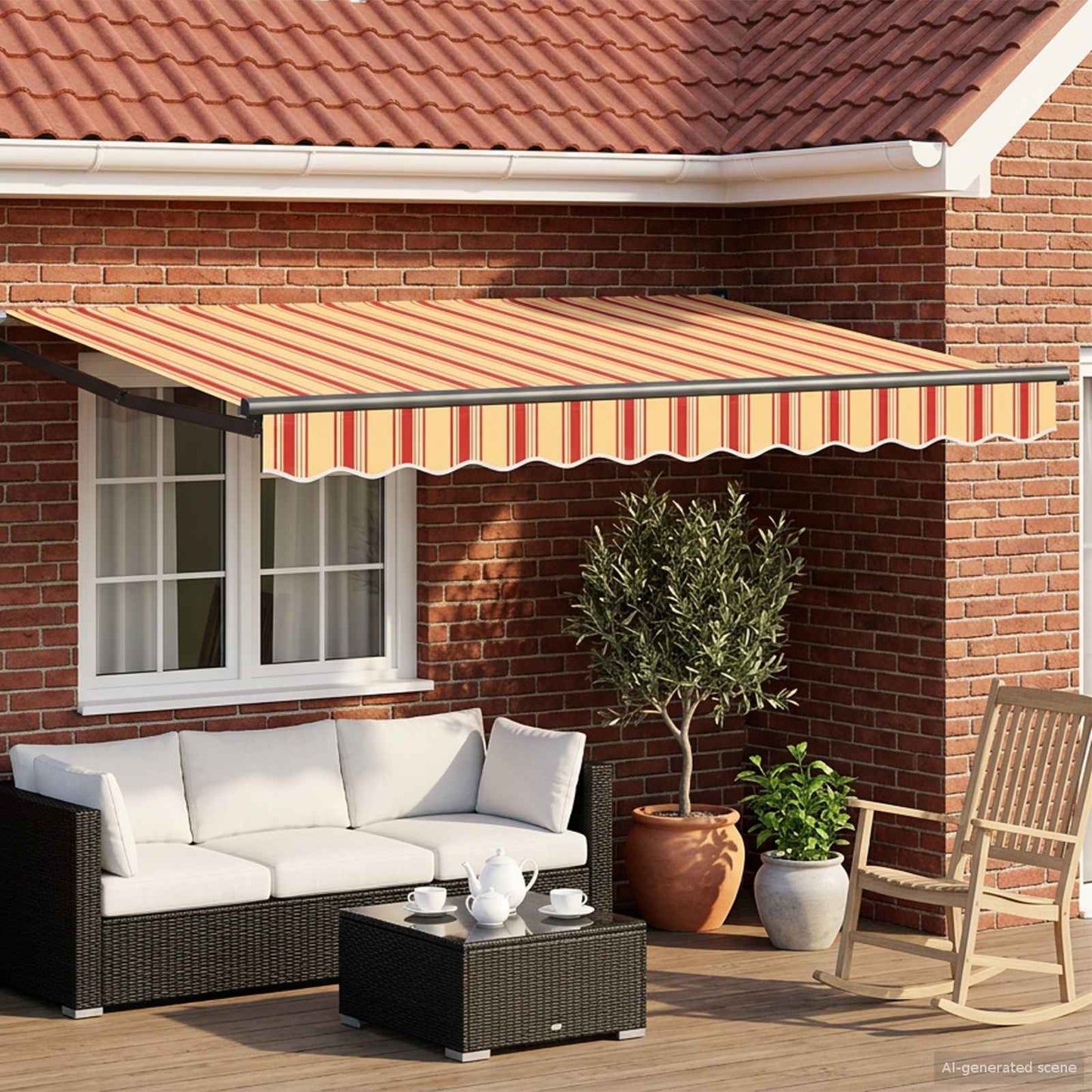 Manual Retractable Awning with LEDs Multicolour 2.5 x 2 m