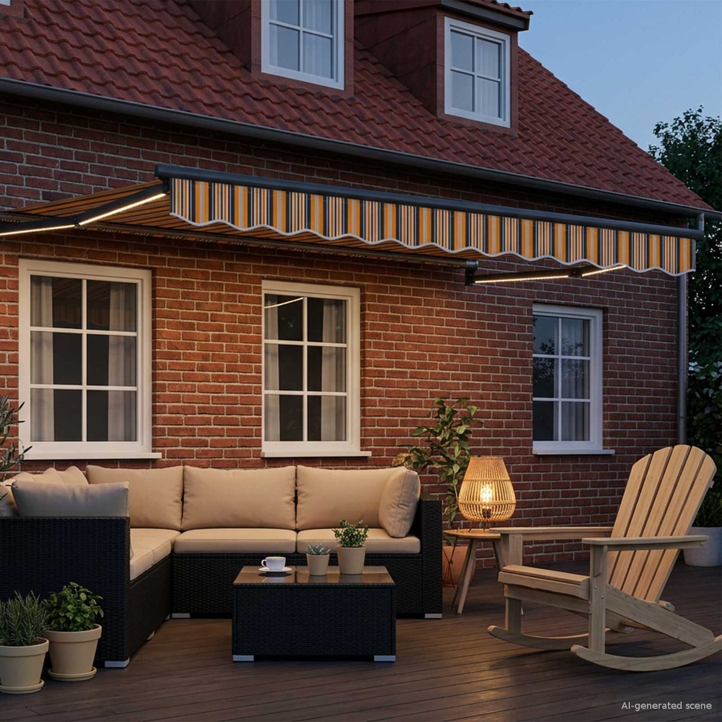 Manual Retractable Awning with LEDs 2.5 x 2 m