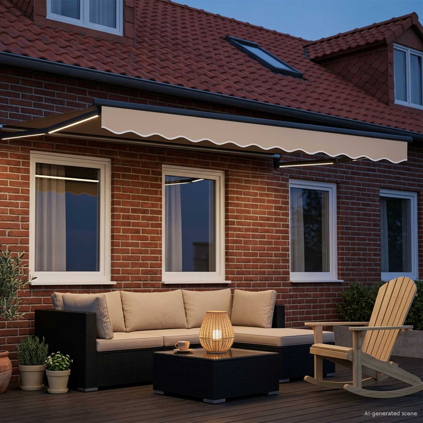 Manual Retractable Awning with LEDs 2.5 x 2 m