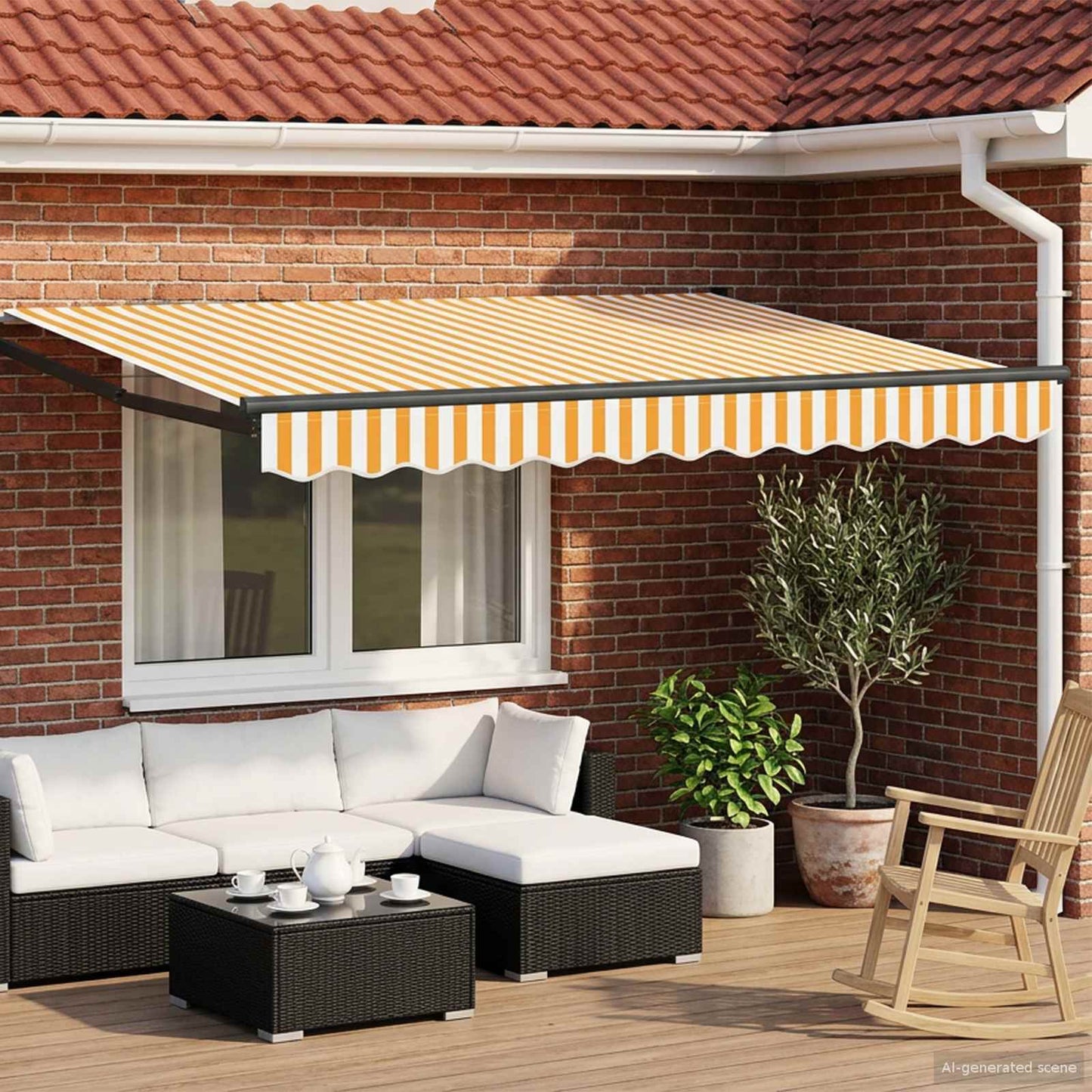 Manual Retractable Awning with LEDs 3 x 2 m