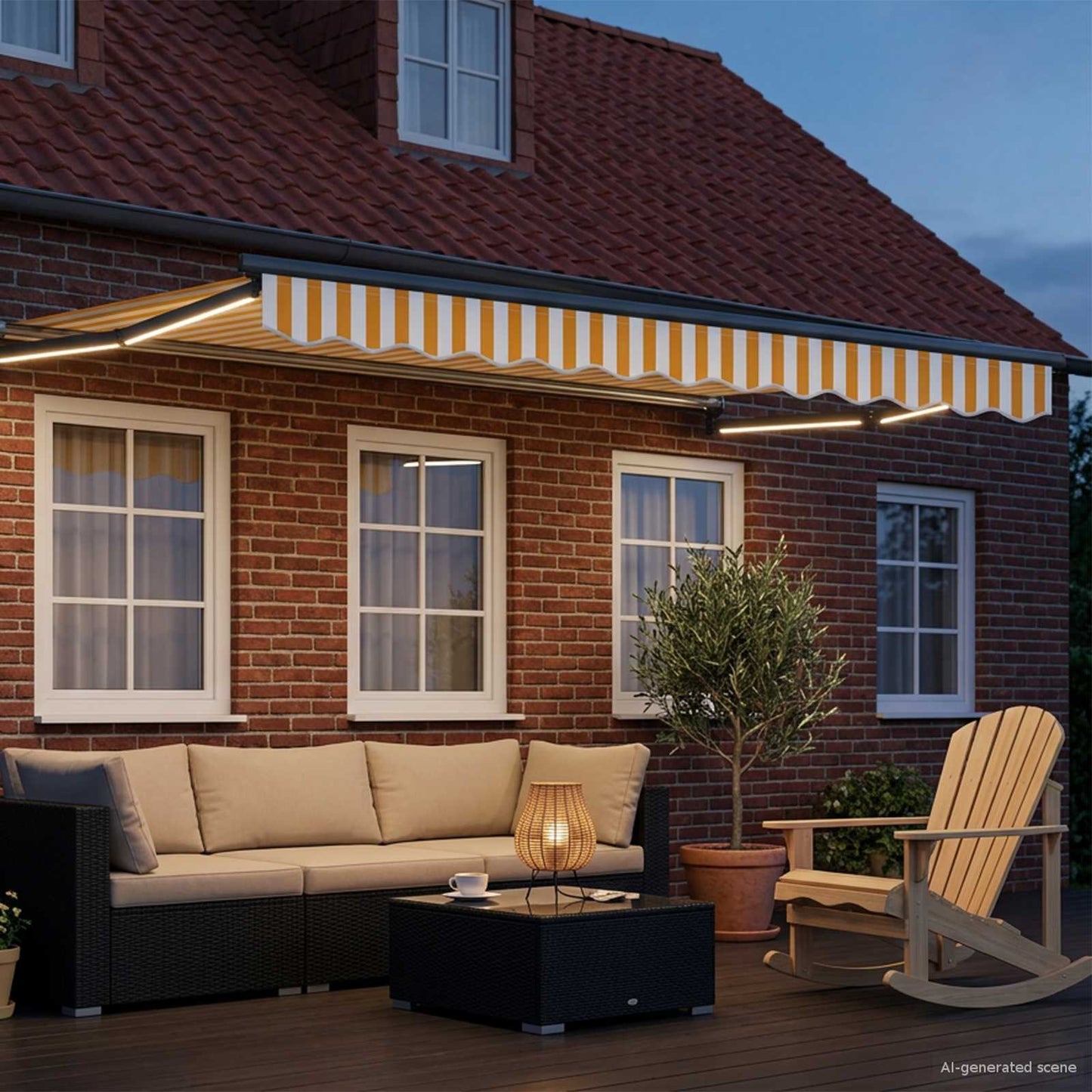 Manual Retractable Awning with LEDs 3 x 2 m