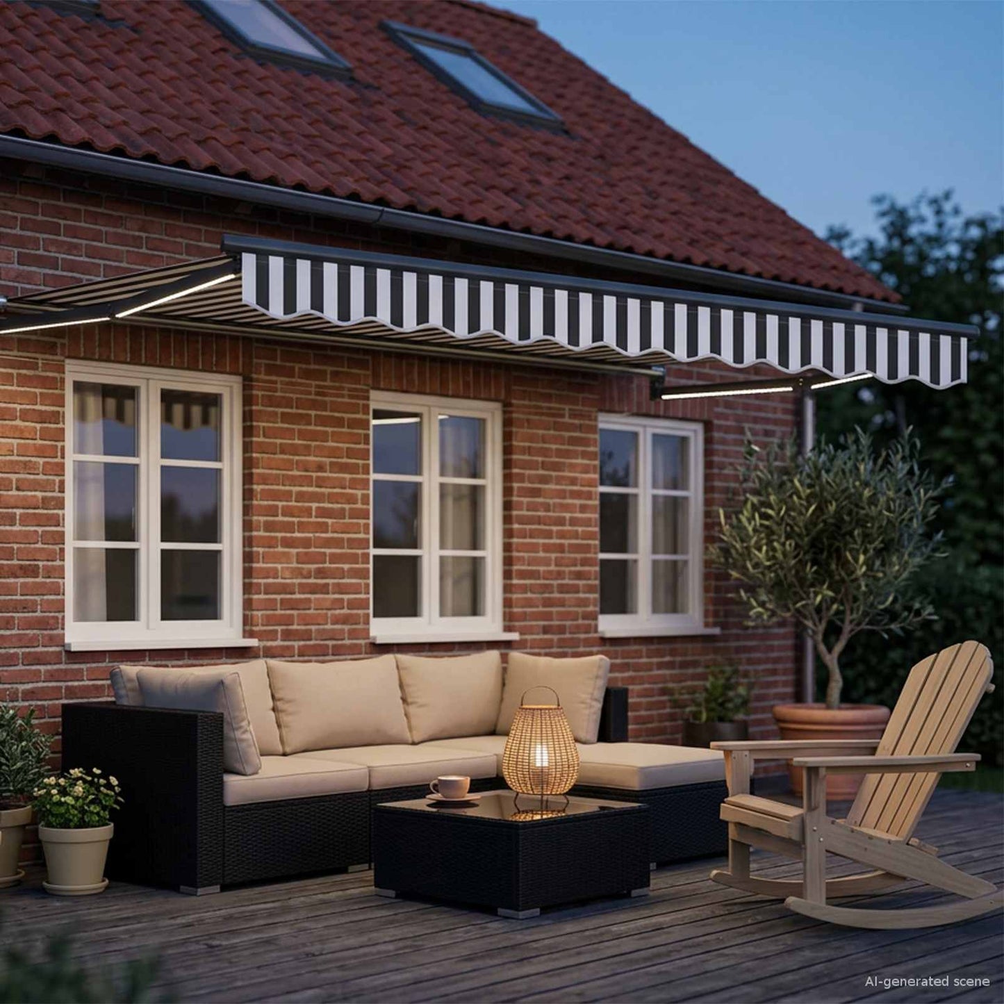 Manual Retractable Awning with LEDs 3 x 2 m