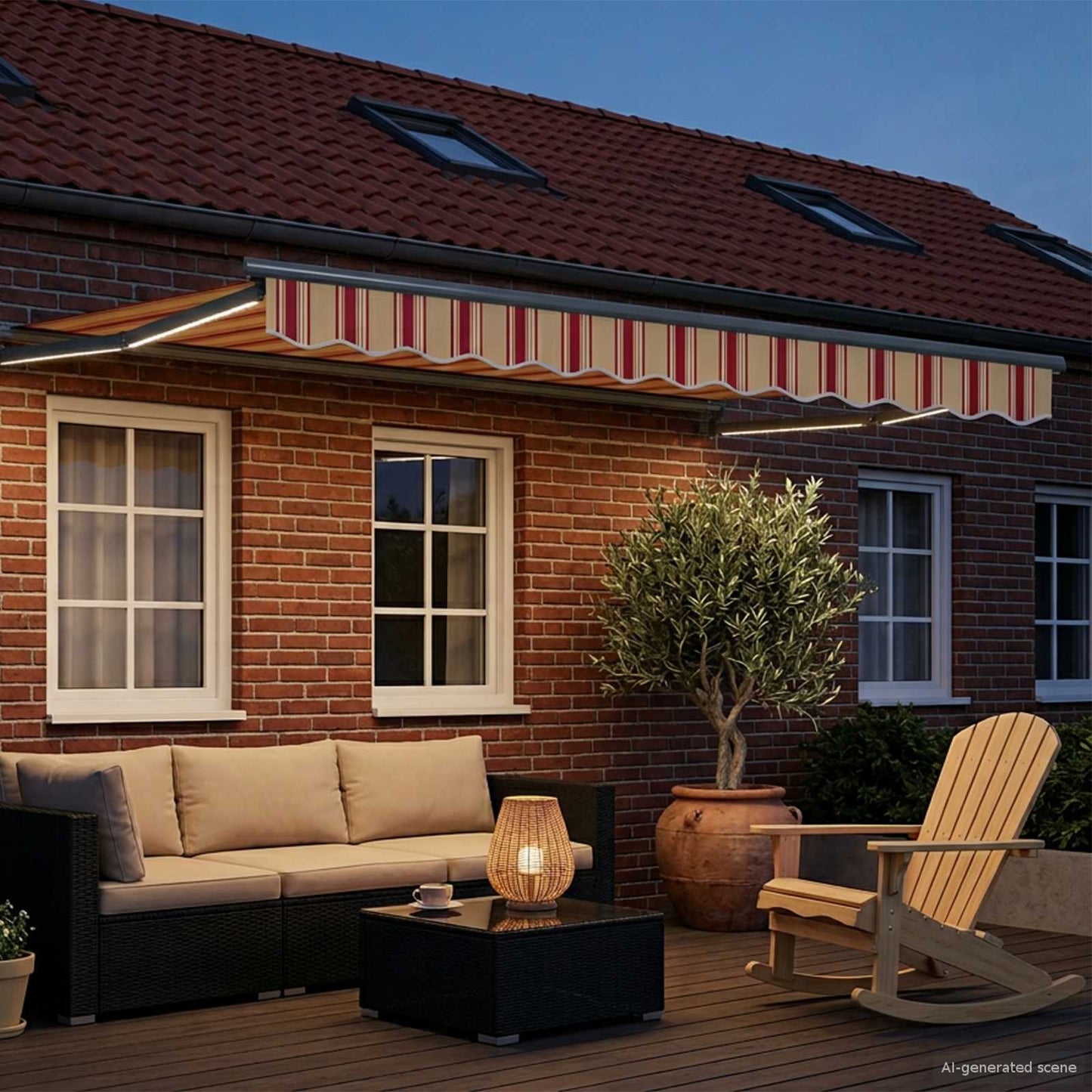 Manual Retractable Awning with LEDs Multicolour 3 x 2 m