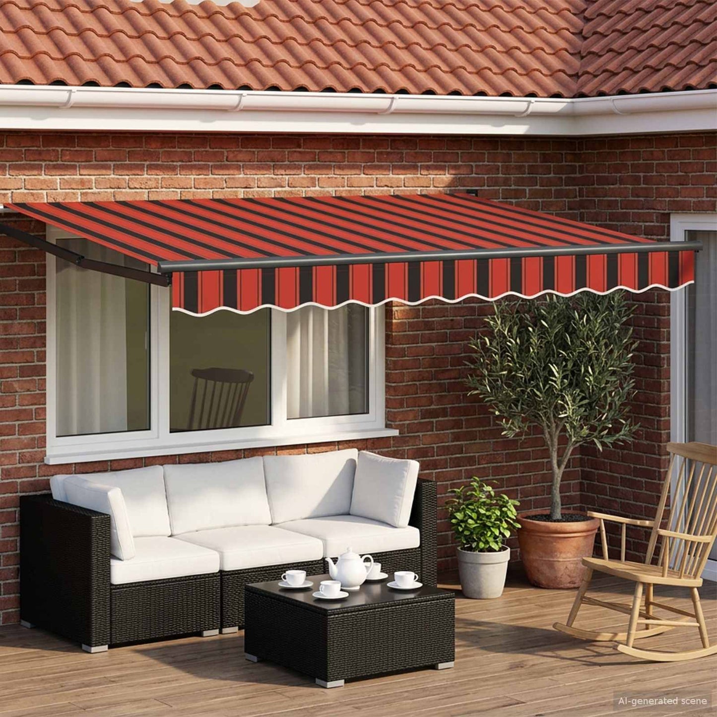 Manual Retractable Awning with LEDs 3.5 x 2 m