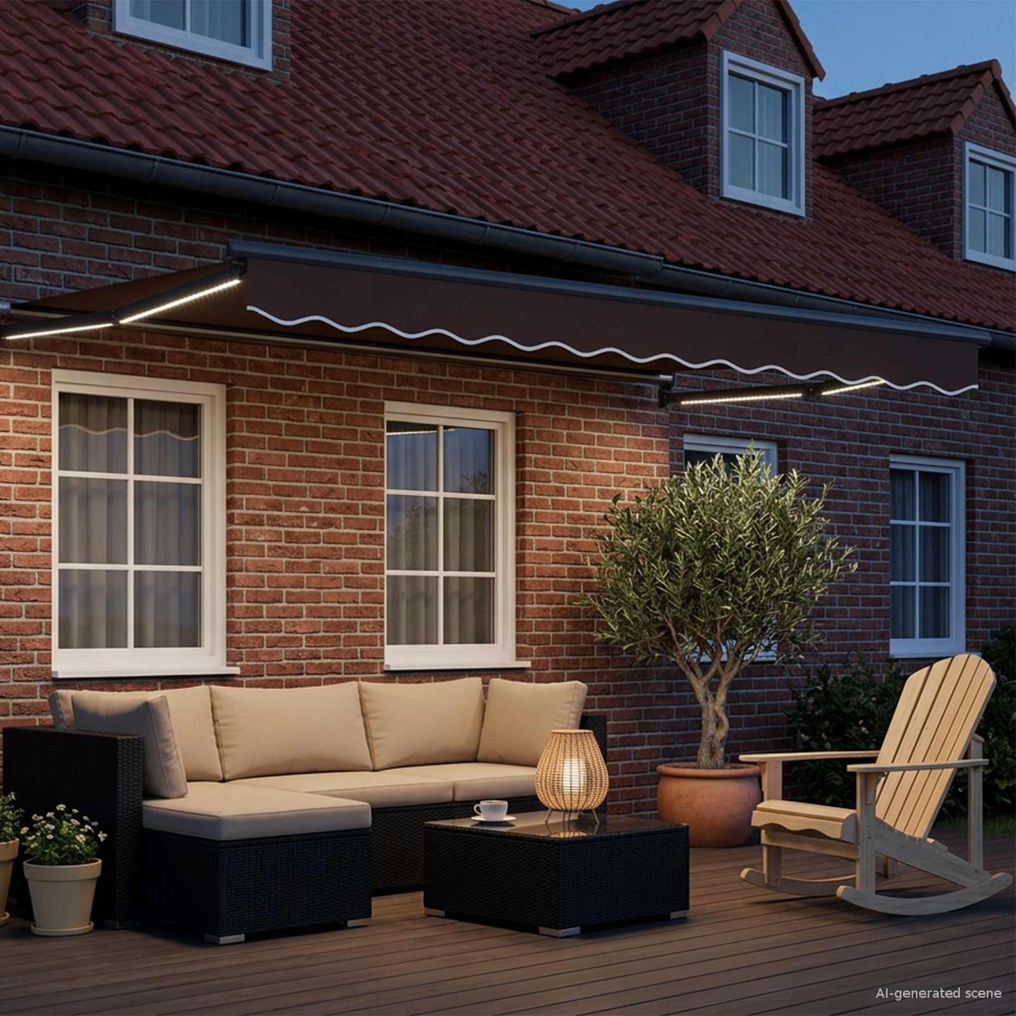 Manual Retractable Awning with LEDs 3.5 x 2 m