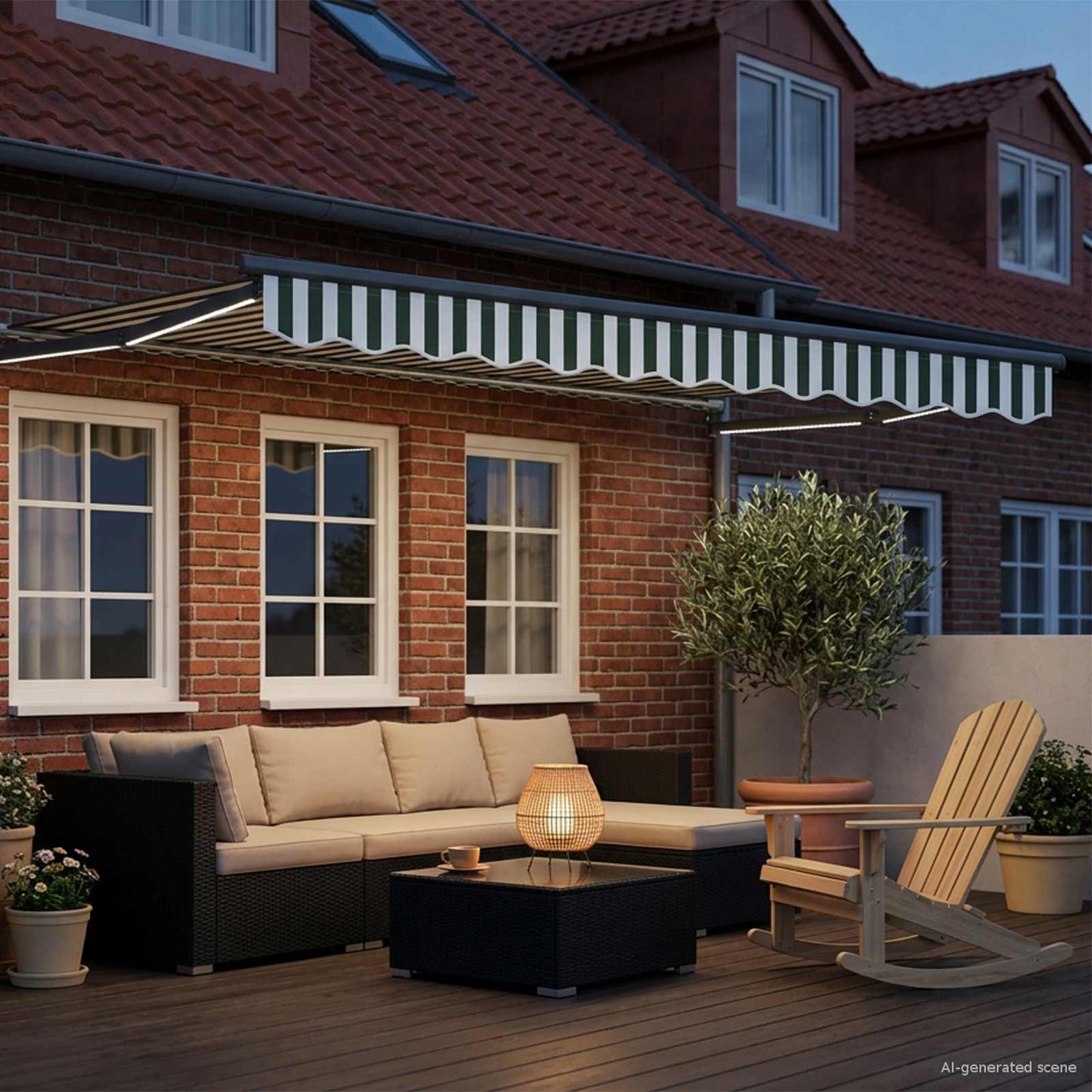 Manual Retractable Awning with LEDs 3.5 x 2 m