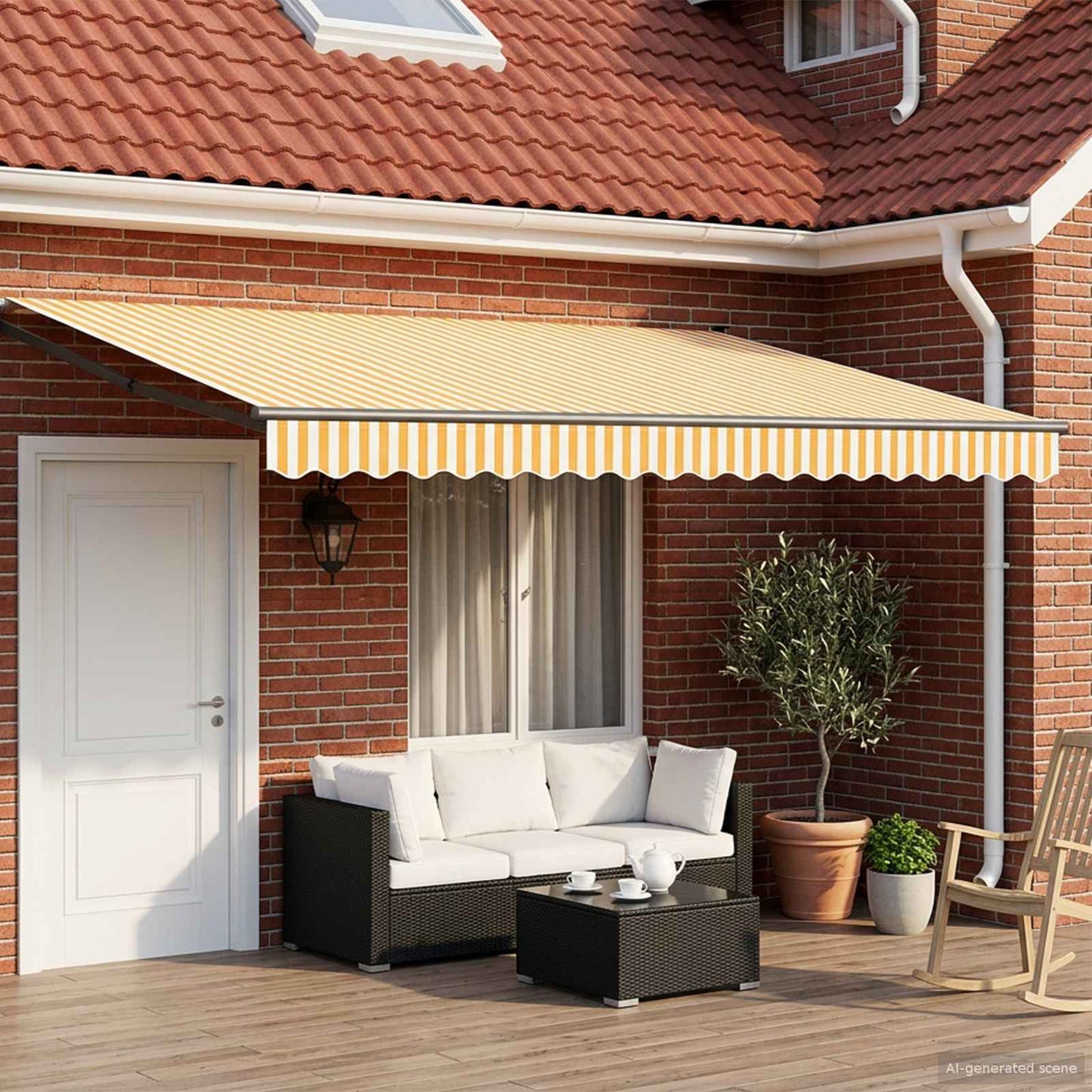 Manual Retractable Awning with LEDs 4 x 2 m