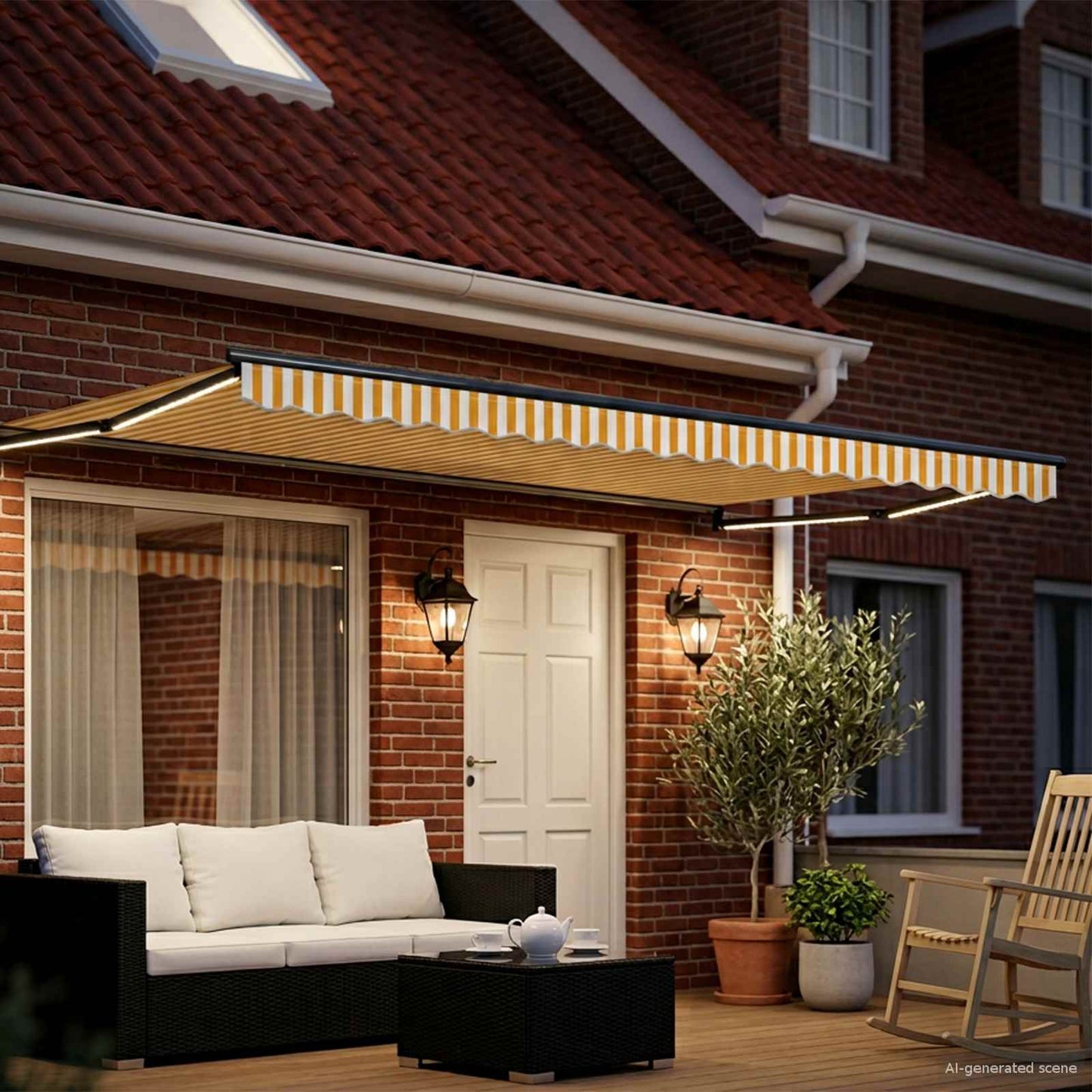 Manual Retractable Awning with LEDs 4 x 2 m