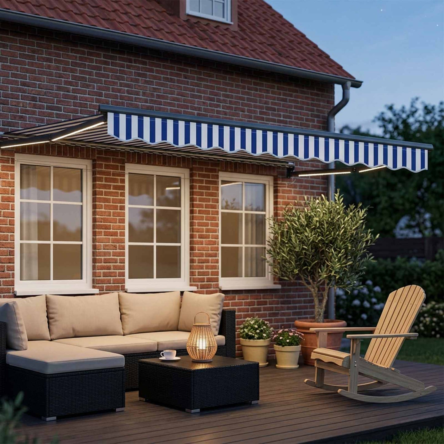 Manual Retractable Awning with LEDs 3 x 2.5 m