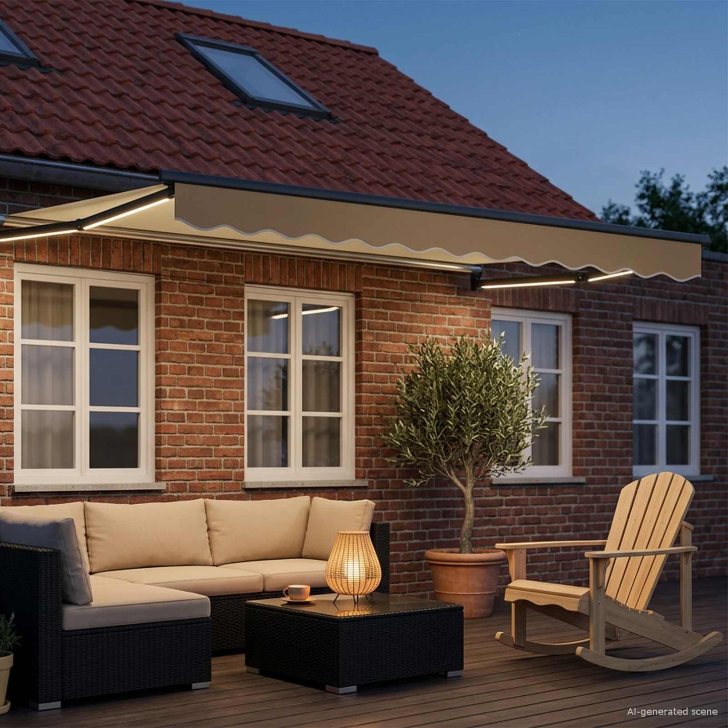 Manual Retractable Awning with LEDs 3 x 2.5 m